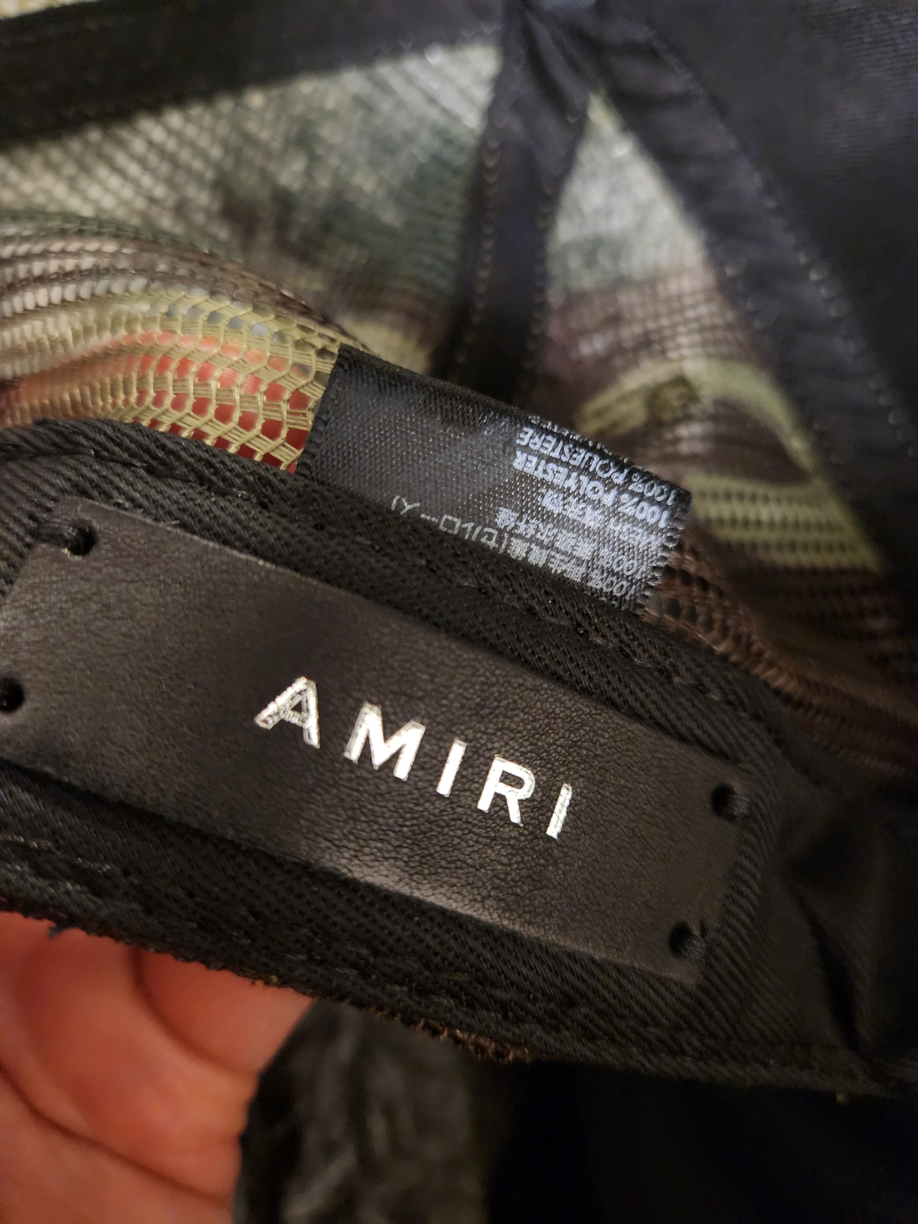 Amiri AMIRI olive green/orange stencil camo trucker hat Size ONE SIZE - 8 Thumbnail