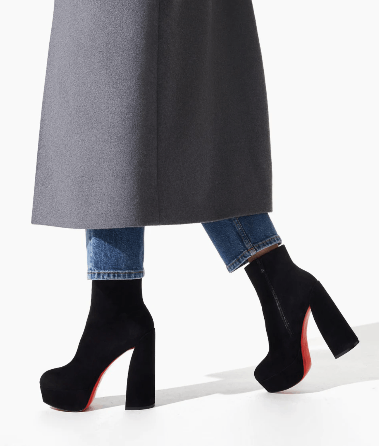 Christian Louboutin Movida Booty 130 Black Suede Platform Block Heel Bootie 37 Size US 7 / IT 37 - 9 Thumbnail