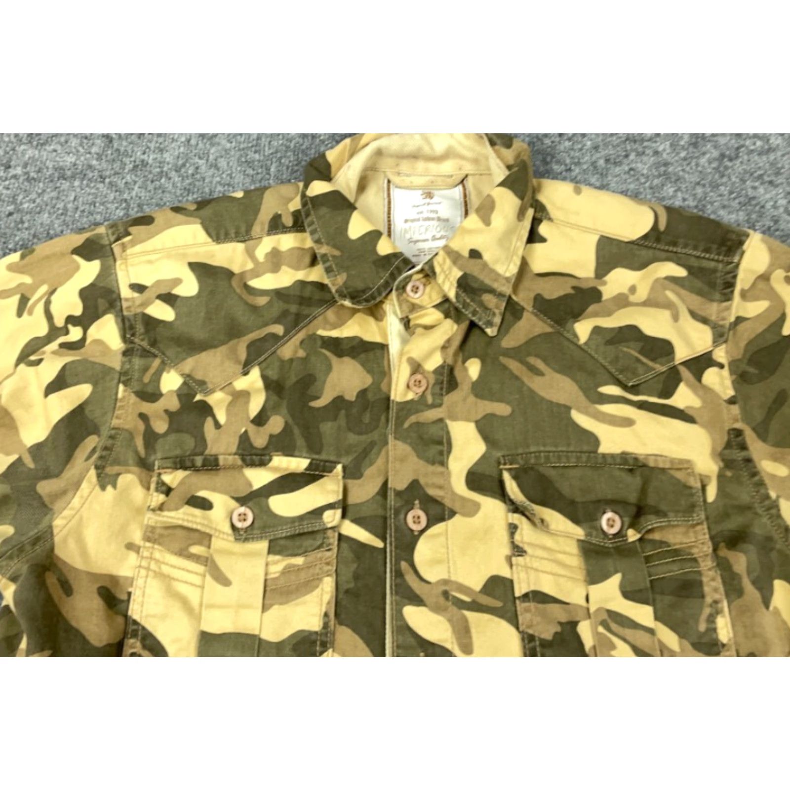 Vintage VINTAGE Imperious Men's Heavyweight Camouflage Shirt Long Sleeve Button-Up Workwear Hunting Brown Adult Large Size US L / EU 52-54 / 3 - 8 Thumbnail