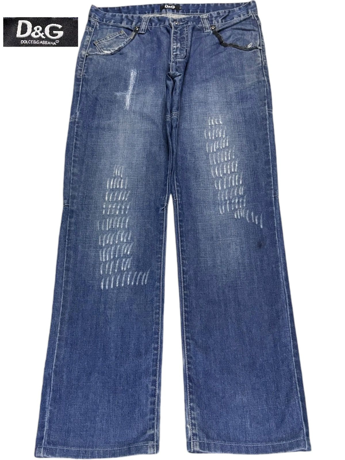 Dolce & Gabbana Vintage Dolce Gabbana Blue Wash Distressed Jeans Size US 33 - 1 Thumbnail