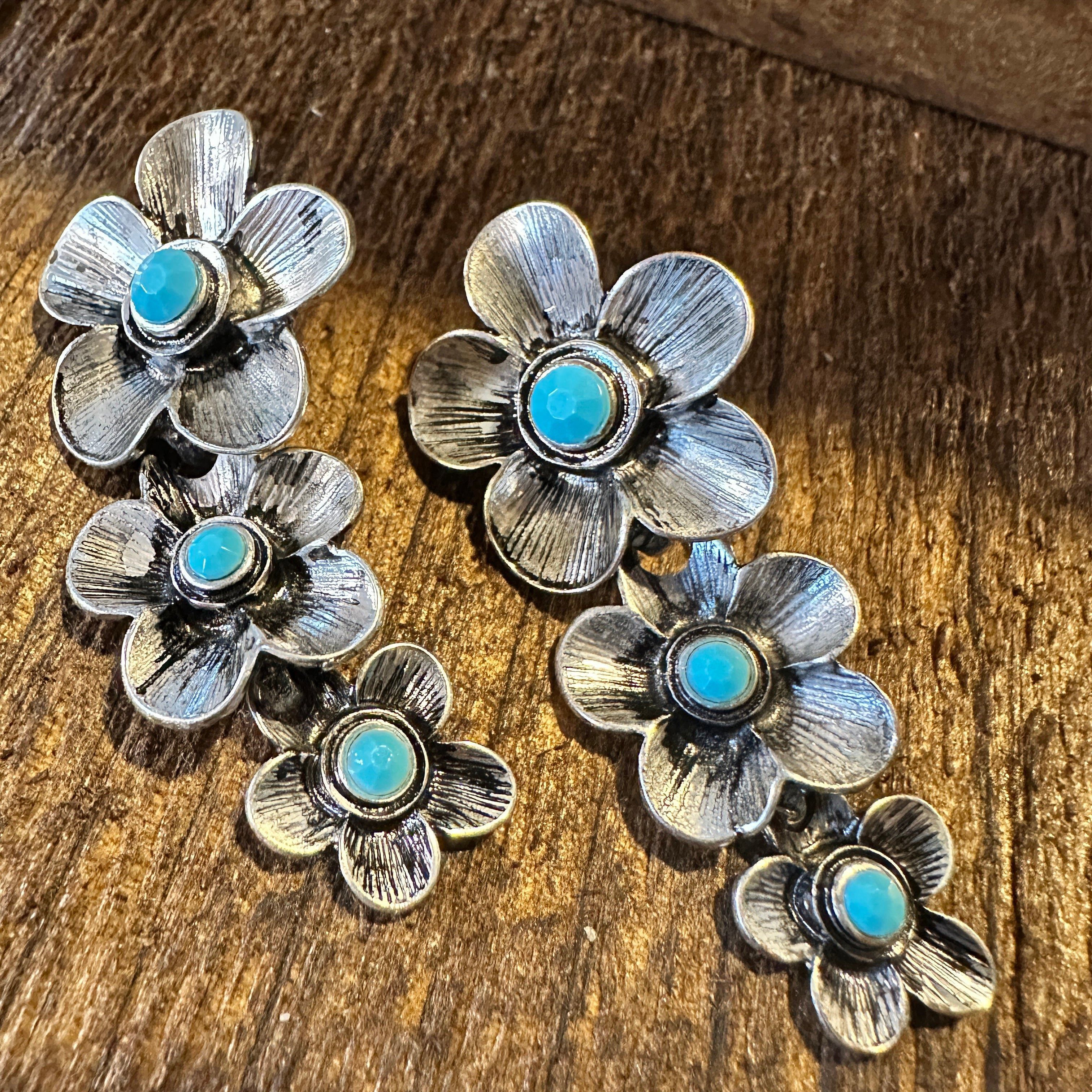 Other Boho Hippie Cowgirl Western Floral Drop Stud Earrings - Turq Size ONE SIZE - 9 Thumbnail