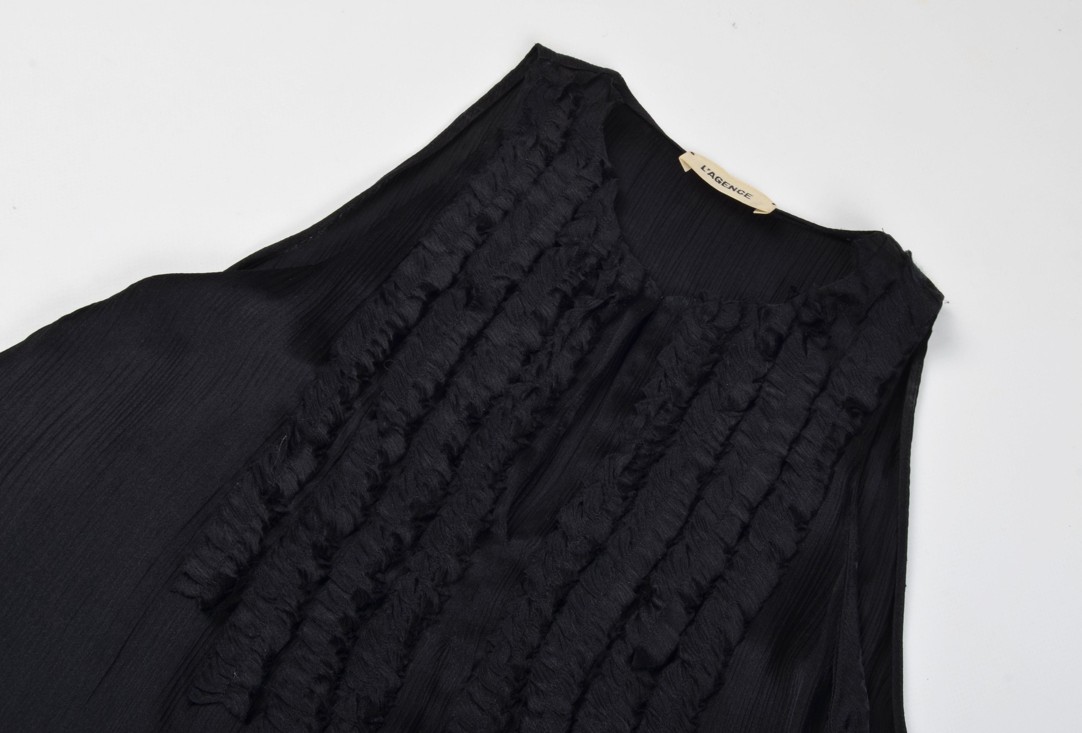 L'AGENCE Lagence Black 100% Silk Ruffle Sleeveless Top Blouse Size S / US 4 / IT 40 - 5 Thumbnail