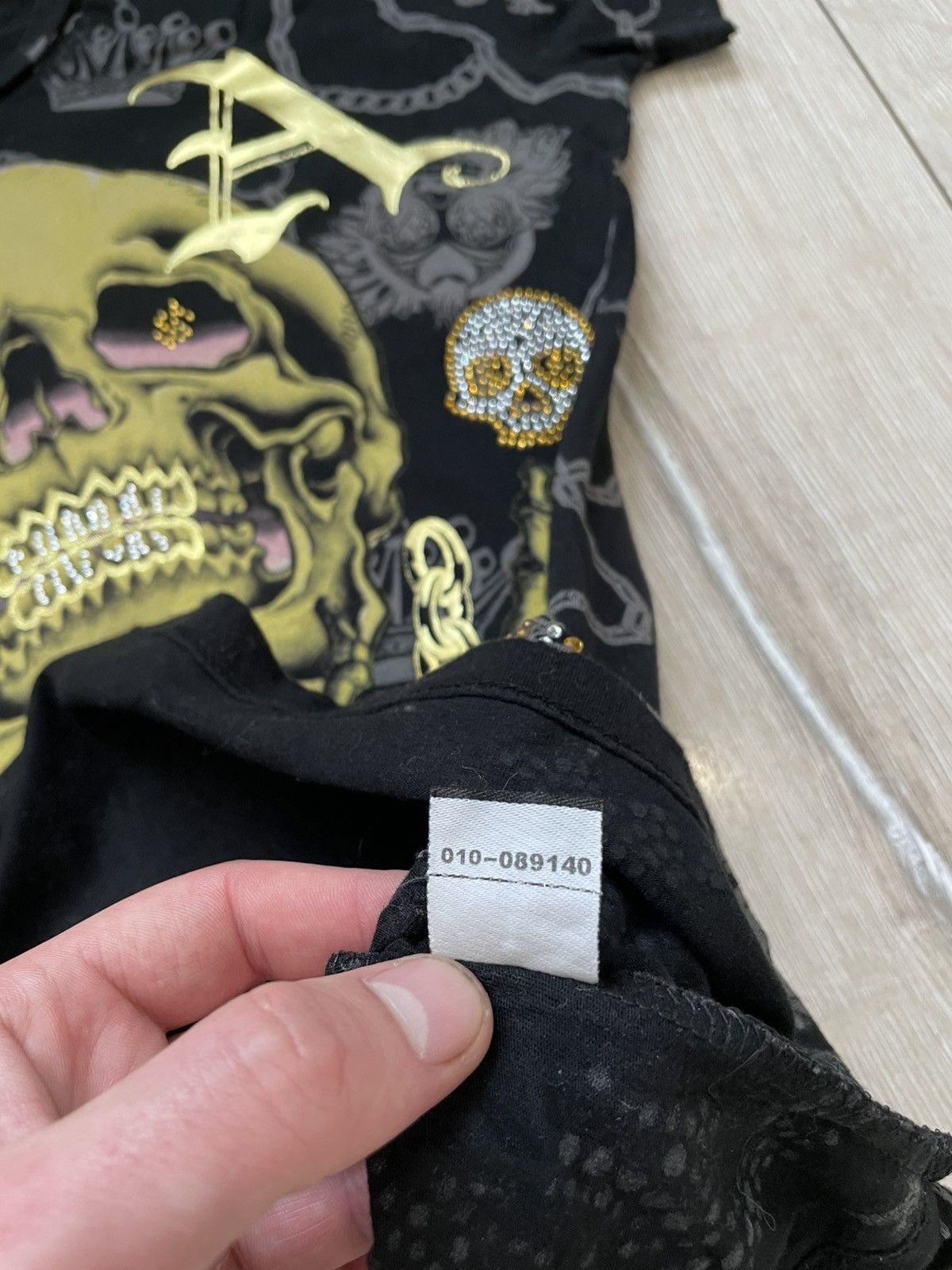 Christian Audigier Christian Audigier Shirt Black All Over Print Gold Skull Size S / US 4 / IT 40 - 7 Thumbnail