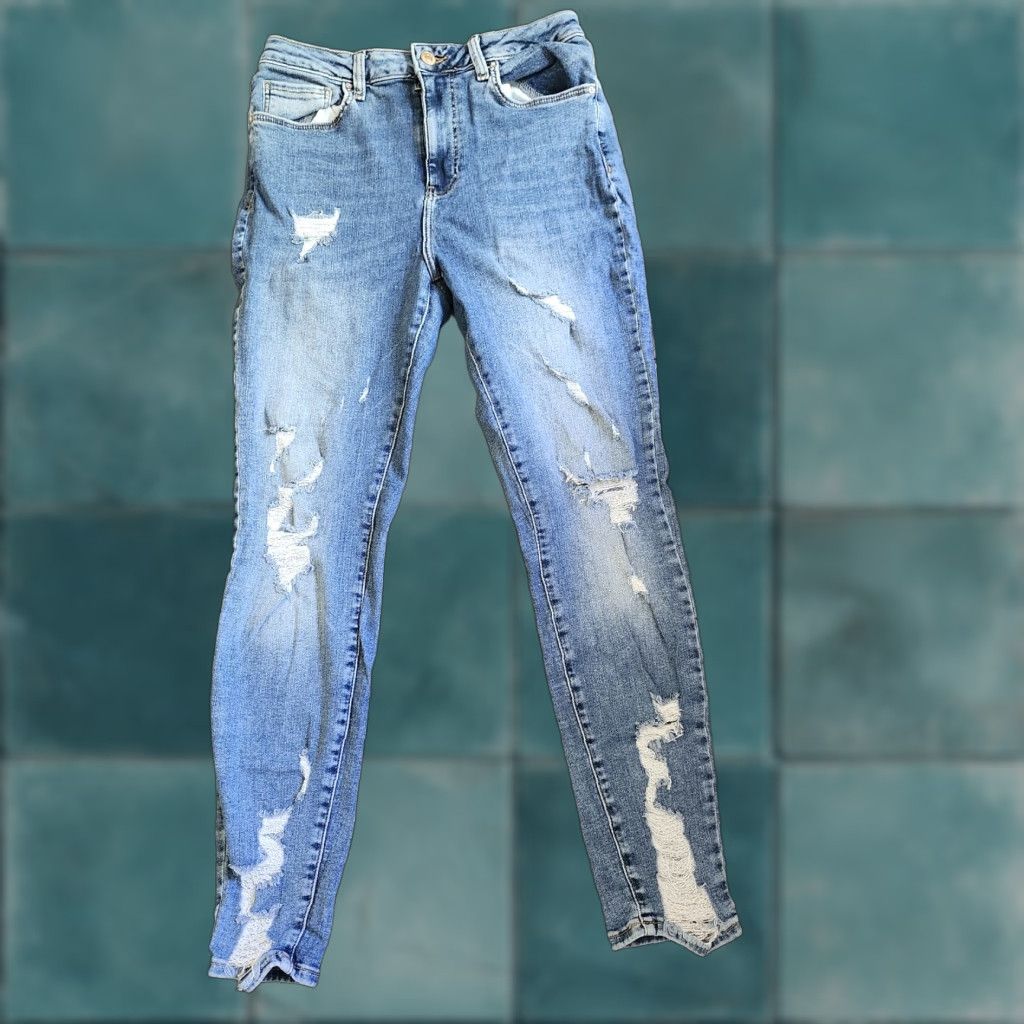 Forever 21 Forever 21 Los Angeles Women's Distressed Blue Denim Jeans Slim Skinny - Size 27, Blue, Jeans, Women Size 27" / US 4 / IT 40 - 1 Thumbnail