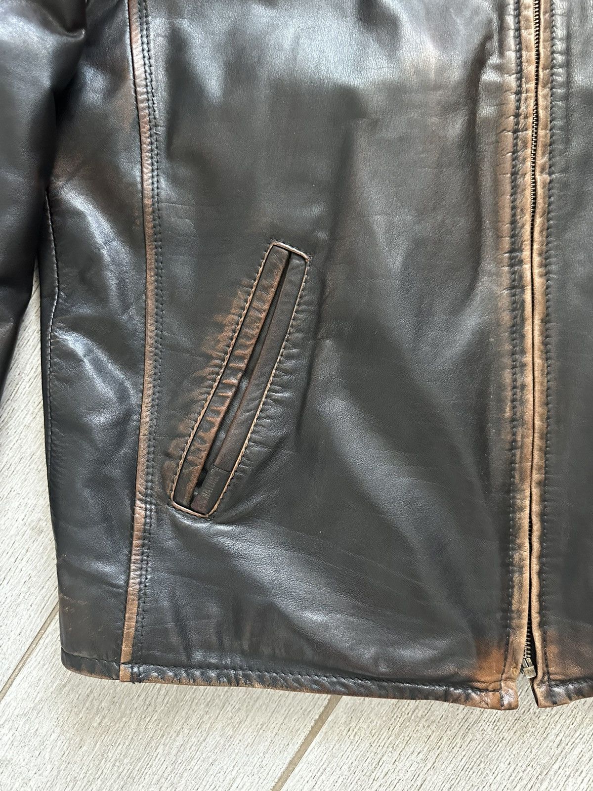 Other Vintage Y2K Classic Oversized Brown Washed Leather Jacket Size US XL / EU 56 / 4 - 8 Thumbnail