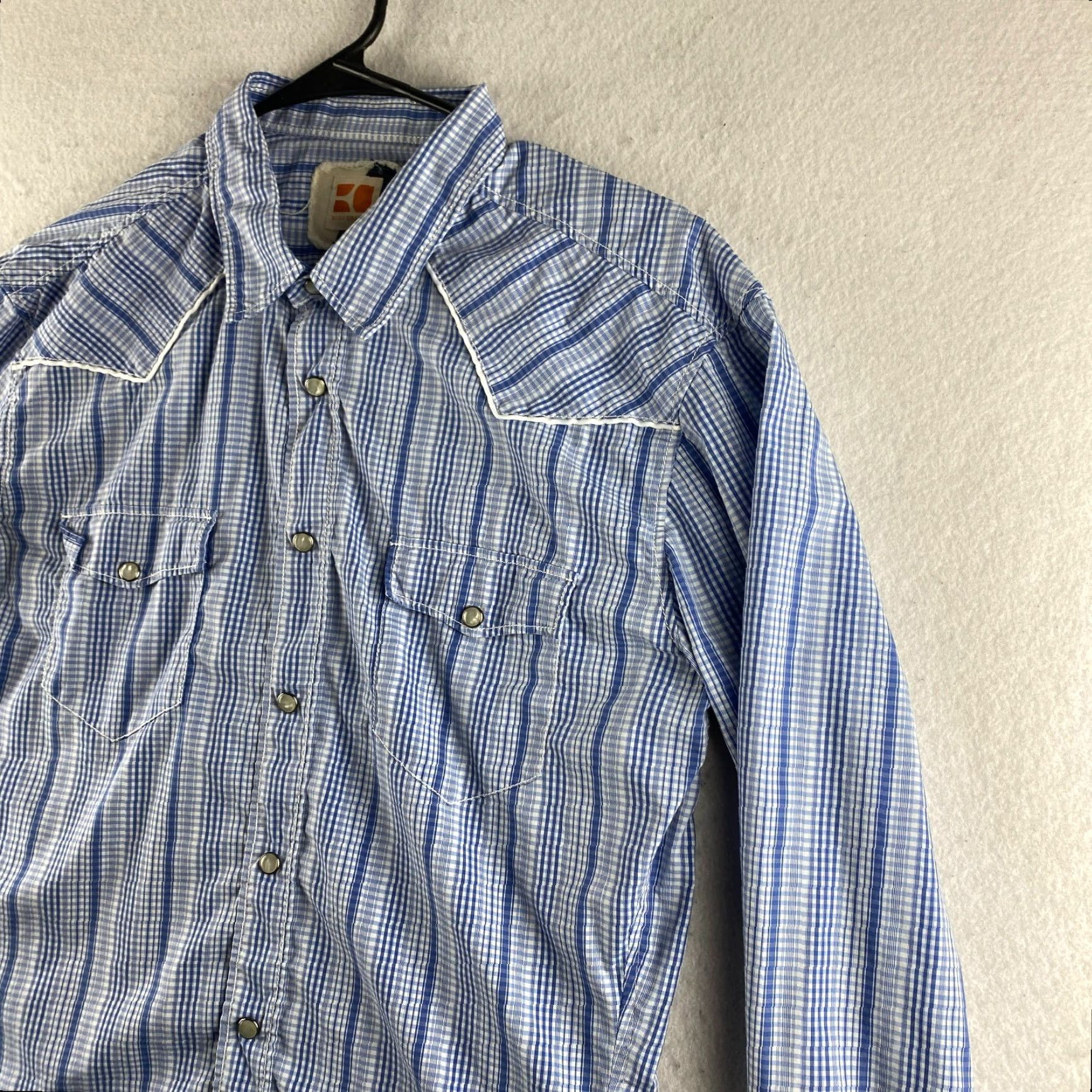 Hugo Boss HUGO BOSS Shirt Mens XL Blue Button-Up Western Stripe Pockets Size XL / US 12-14 / IT 48-50 - 7 Thumbnail