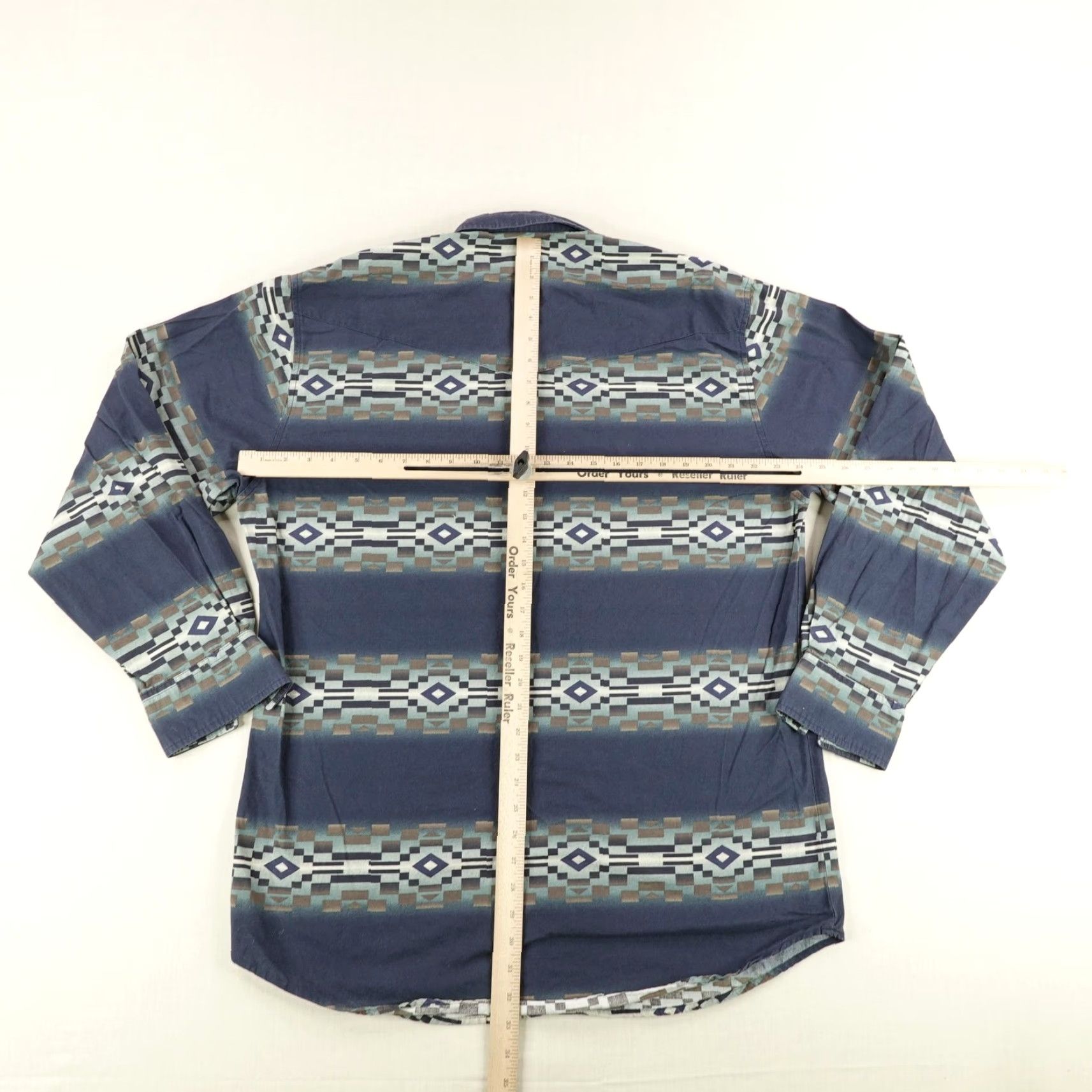 Roper VINTAGE Roper Shirt XL Blue Aztec Western Button-Up Cowboy 90s Mens Size US XL / EU 56 / 4 - 5 Thumbnail