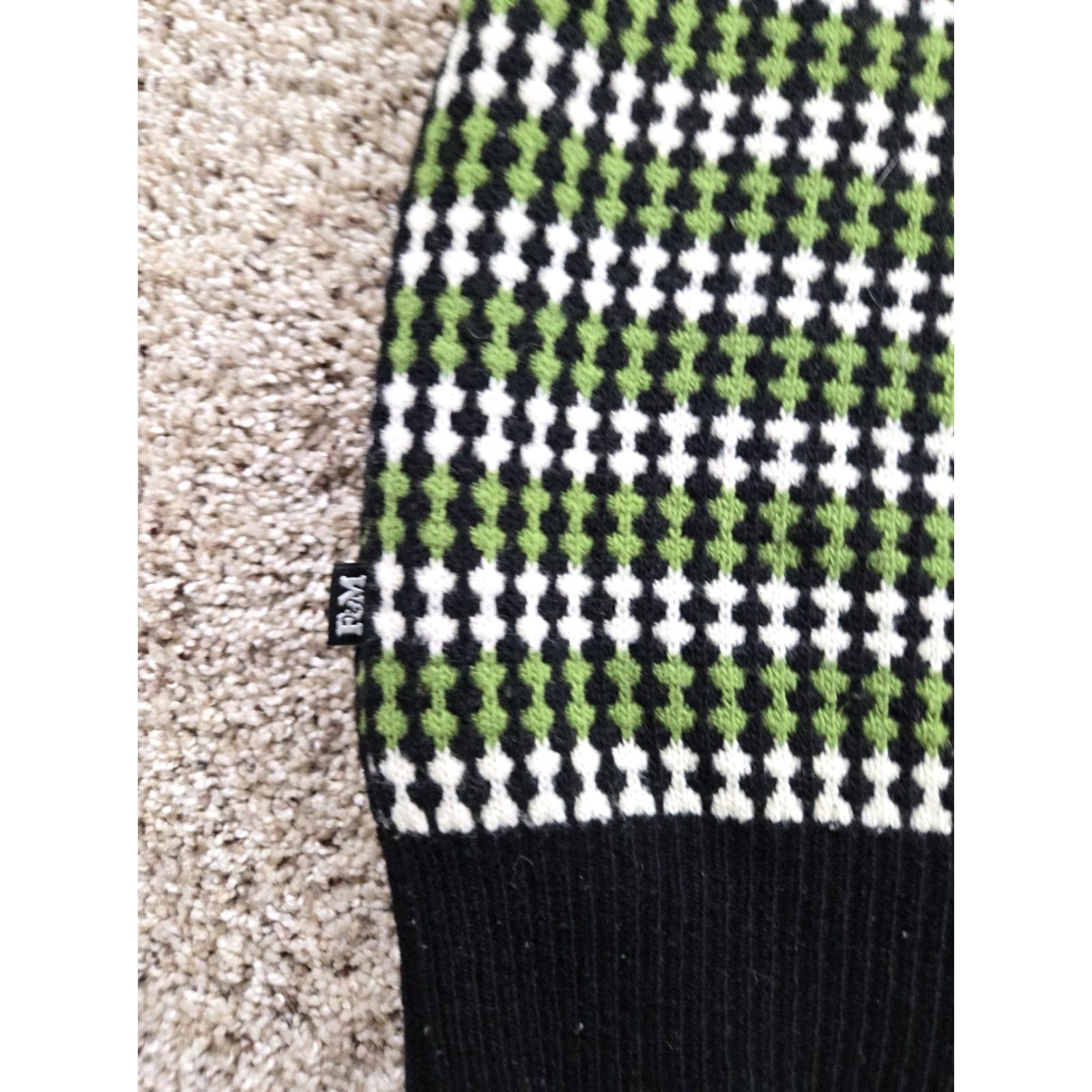 Franklin & Marshall Franklin Marshall Sweater Mens Large Green Black Wool V Neck Knit Made In Italy Size US L / EU 52-54 / 3 - 4 Thumbnail