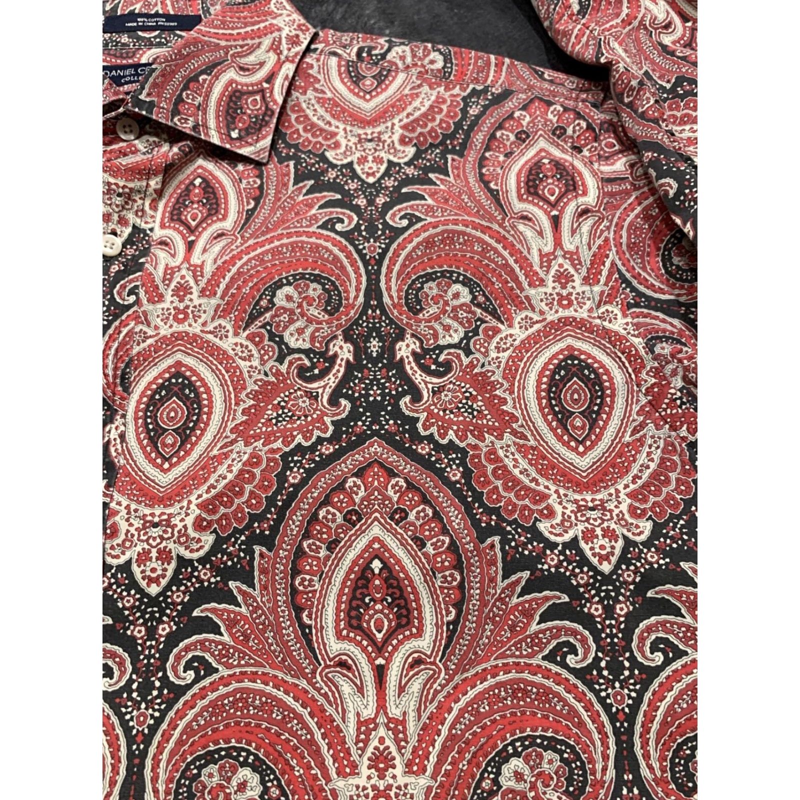 Cremieux Daniel Cremieux Mens Long Sleeve Button-Up Red Paisley Shirt Large Regular Fit Size US L / EU 52-54 / 3 - 3 Thumbnail