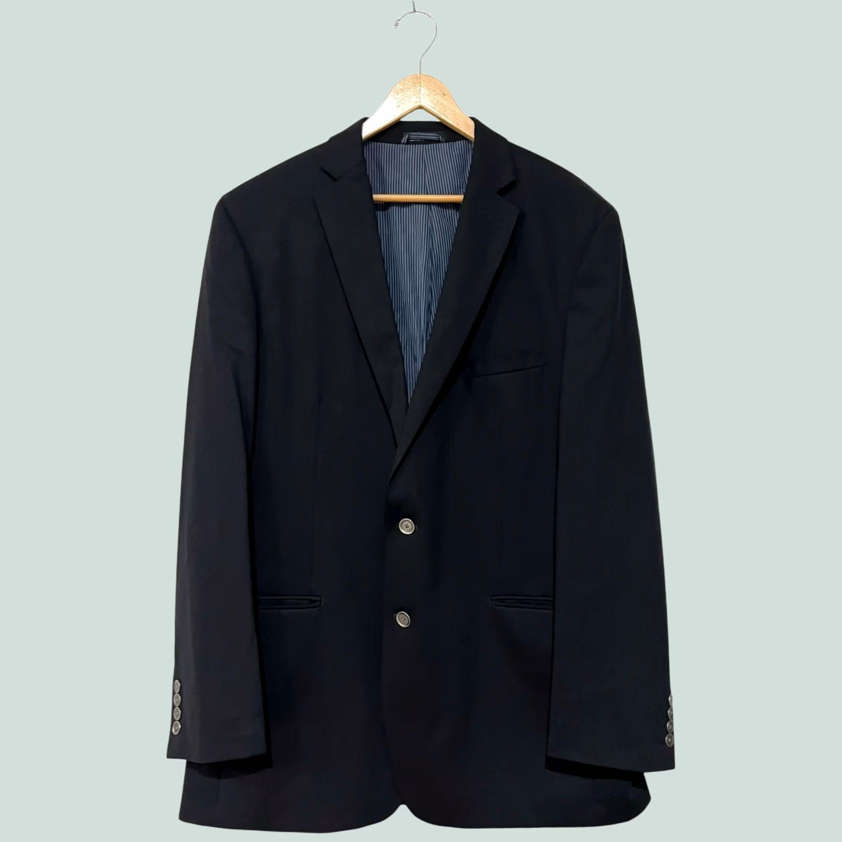 Calvin Klein VINTAGE Calvin Klein Blazer Jacket Men 46L Wool Black Slim 2 Piece Office Evening Blazer Mens Size 46R - 1 Thumbnail