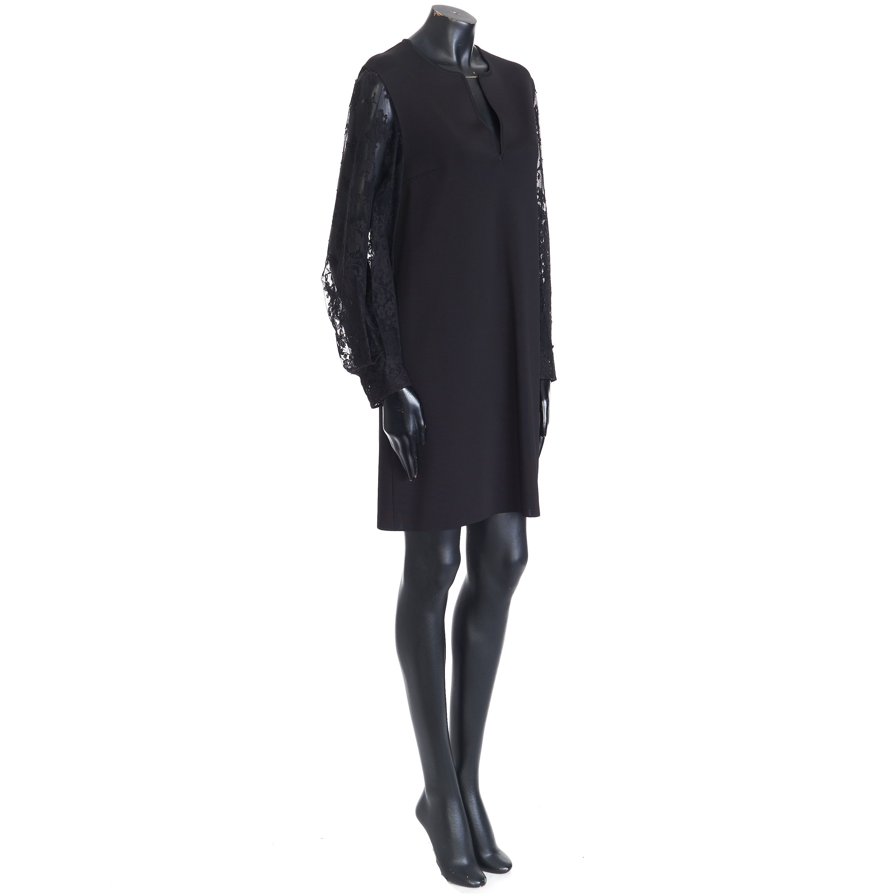 Givenchy Little Black Mini Dress - Floral Lace Sleeve Size S / US 4 / IT 40 - 8 Thumbnail
