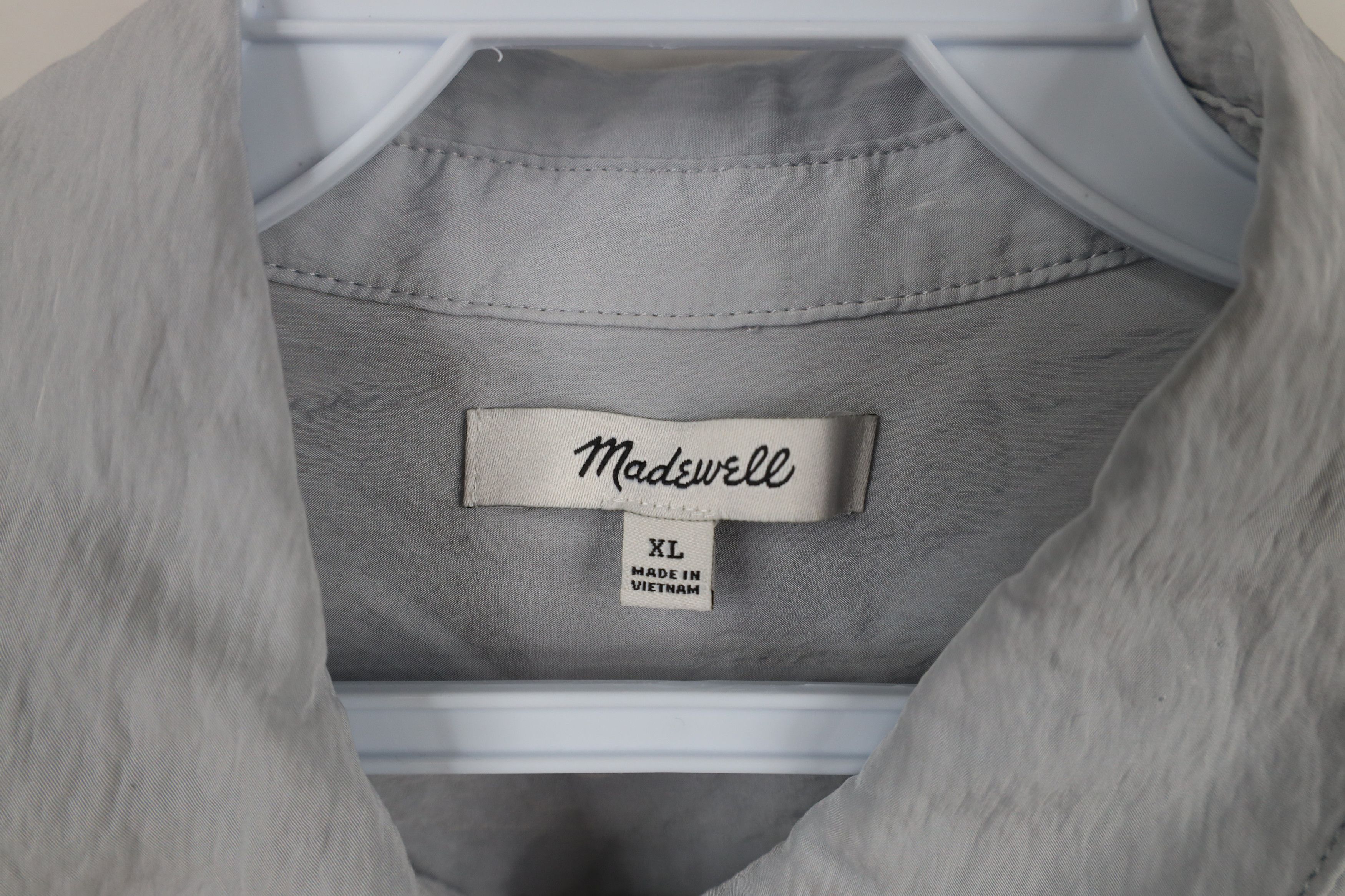 Madewell × Vintage Madewell Crinkled Long Sleeve Collared Button Up Shirt Gray Size XL / US 12-14 / IT 48-50 - 7 Thumbnail