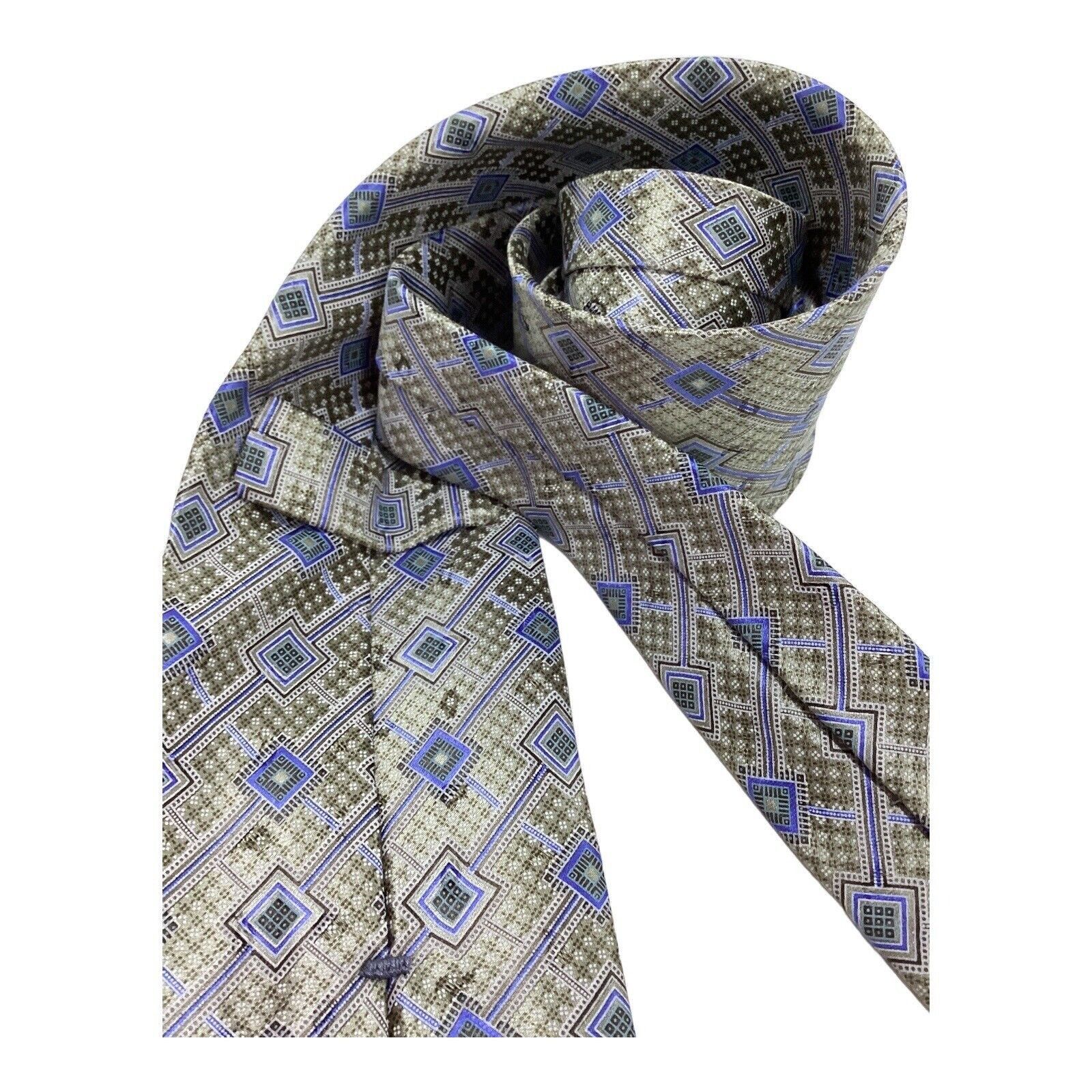 Ermenegildo Zegna ERMENEGILDO ZEGNA Green Geometric Luxury Silk Tie Made In It Size ONE SIZE - 3 Thumbnail