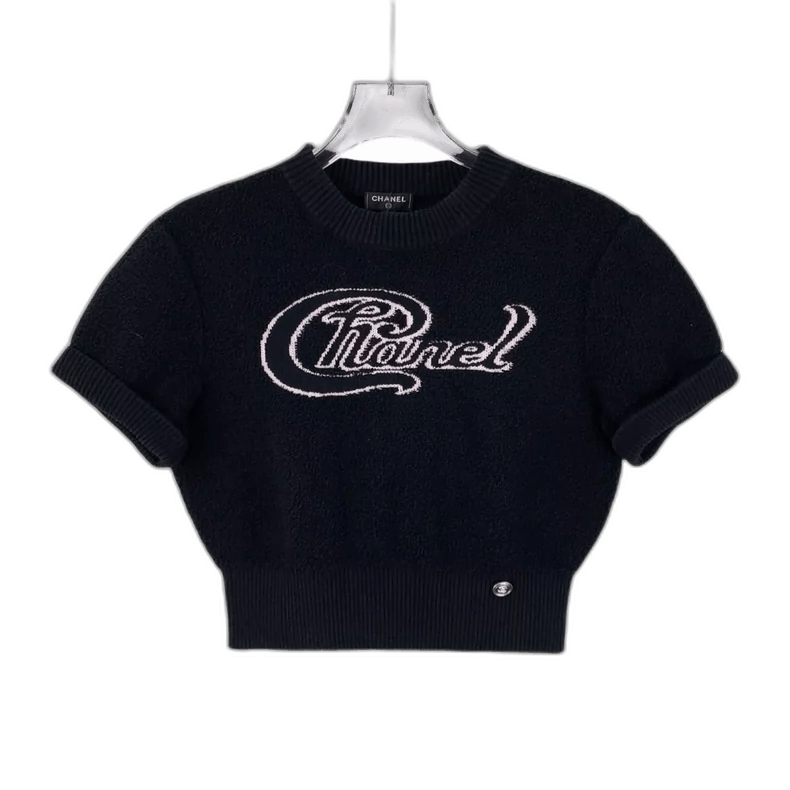 Chanel Chanel Black Short Sleeve Knit Top -2505 Size XS / US 0-2 / IT 36-38 - 1 Thumbnail