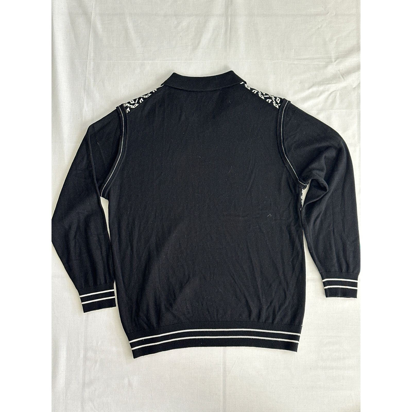 Men's Wearhouse Vintage Black & White Knit Long Sleeve Sweater with Collar Size US M / EU 48-50 / 2 - 3 Thumbnail