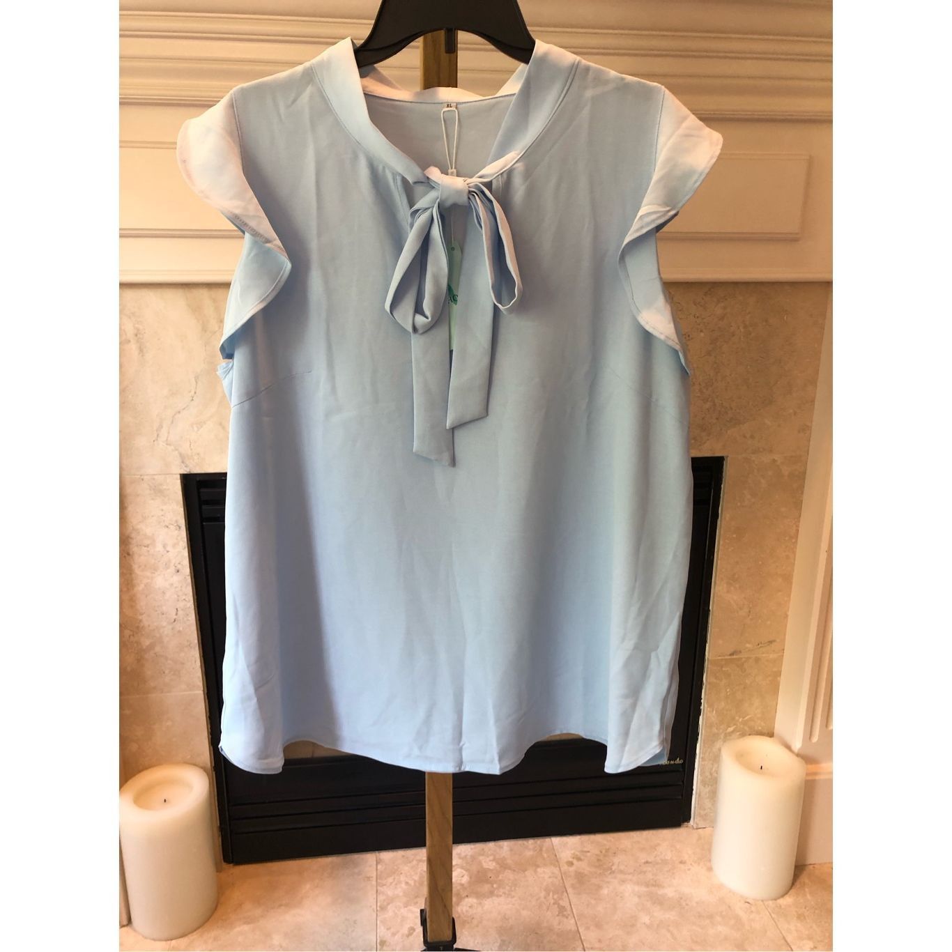 Other Wiholl Women’s Light Blue Ruffle Sleeve Tank Top Blouse Size Size XL / US 12-14 / IT 48-50 - 1 Thumbnail