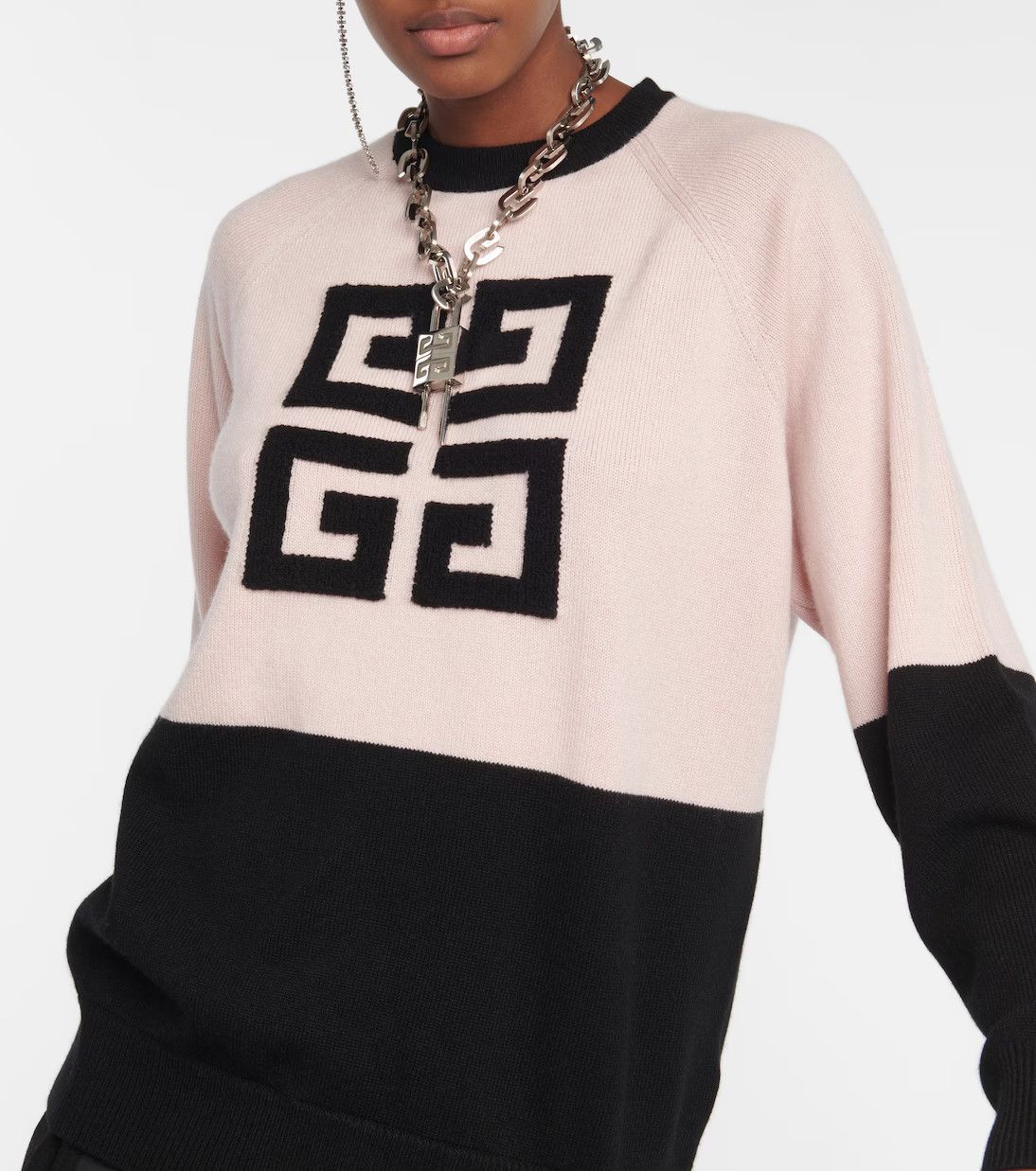 Givenchy o1srvl11e1224 4G Cashmere Sweater in Black/Pink Size M / US 6-8 / IT 42-44 - 5 Thumbnail