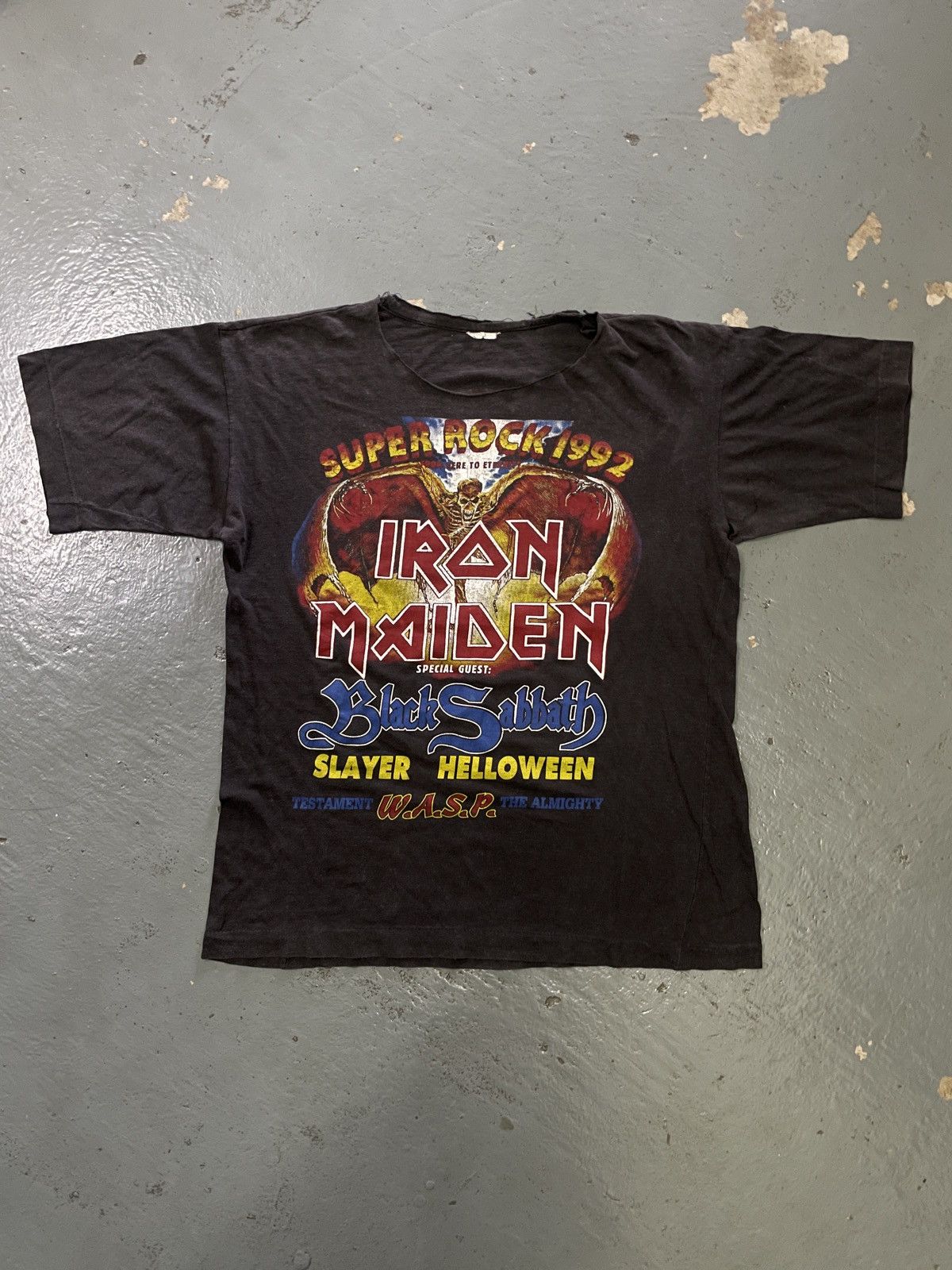 Band Tees × Iron Maiden × Vintage Vintage 90s Iron Maiden “SUPER ROCK” Band Tees Size US M / EU 48-50 / 2 - 1 Thumbnail