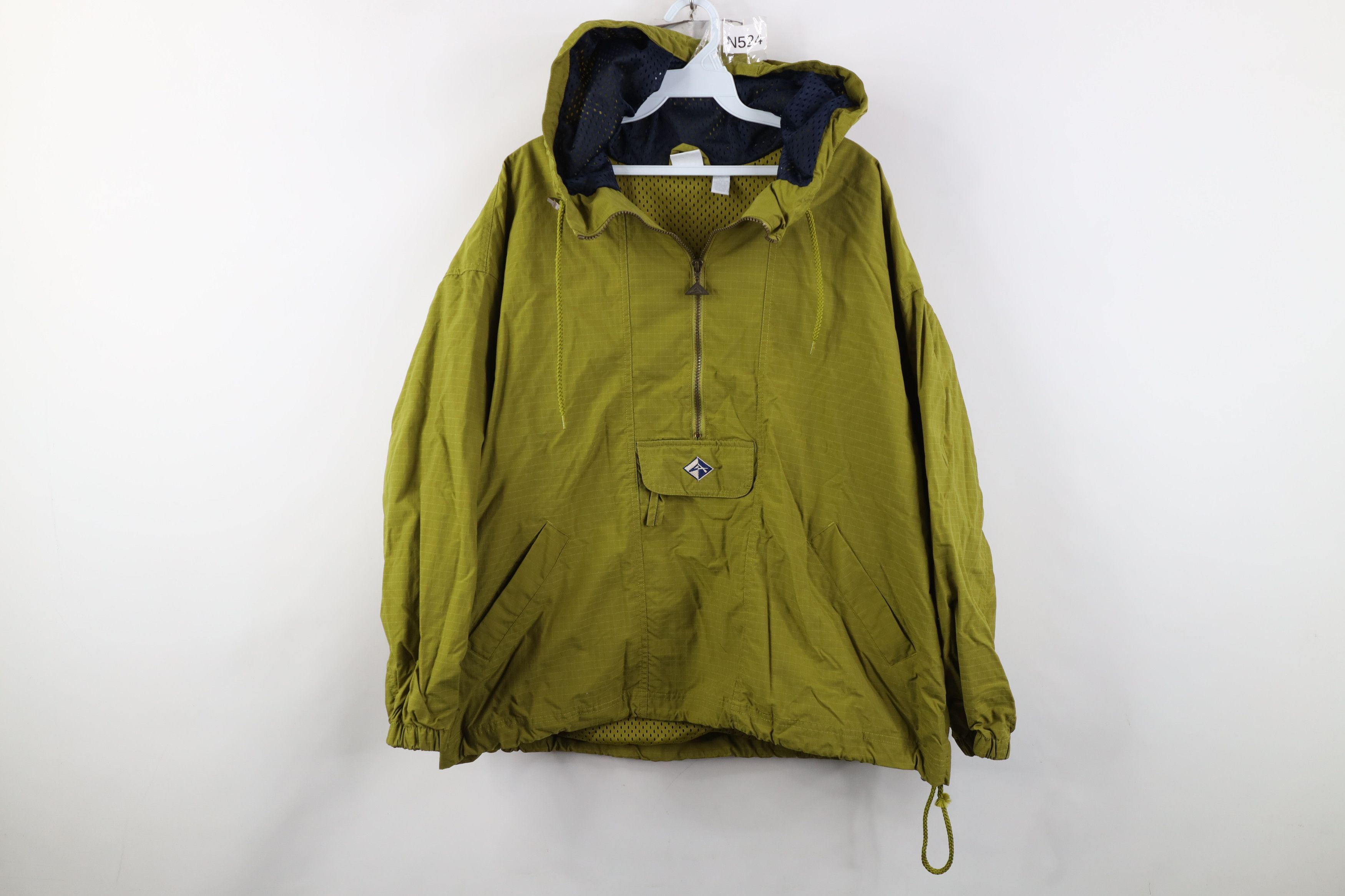Vintage Vintage 90s Streetwear Hooded Windbreaker Jacket Green Size L / US 10 / IT 46 - 1 Thumbnail