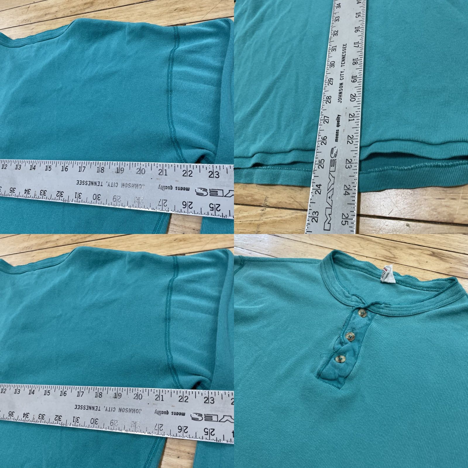 Sears VINTAGE Sears Henley Shirt Men L Aqua Teal Blue 70s Retro Western Knit 42" Chest Long Sleeve T-Shirt Mens Size US L / EU 52-54 / 3 - 8 Thumbnail