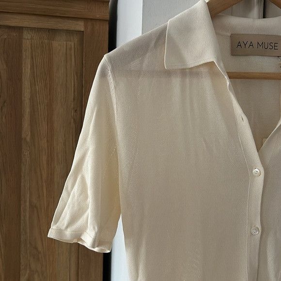 AYA MUSE NWT AYA MUSE MICONIA button up short sleeve collared top Size L / US 10 / IT 46 - 3 Thumbnail