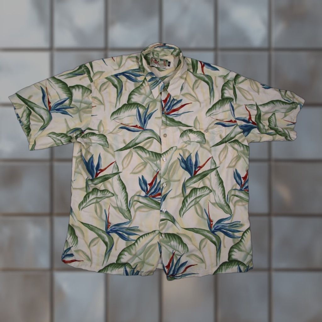 Tori Richard VINTAGE Tori Richard Shirt Mens XL Beige Floral Button Up Hawaiian Made in USA Size US XL / EU 56 / 4 - 1 Thumbnail