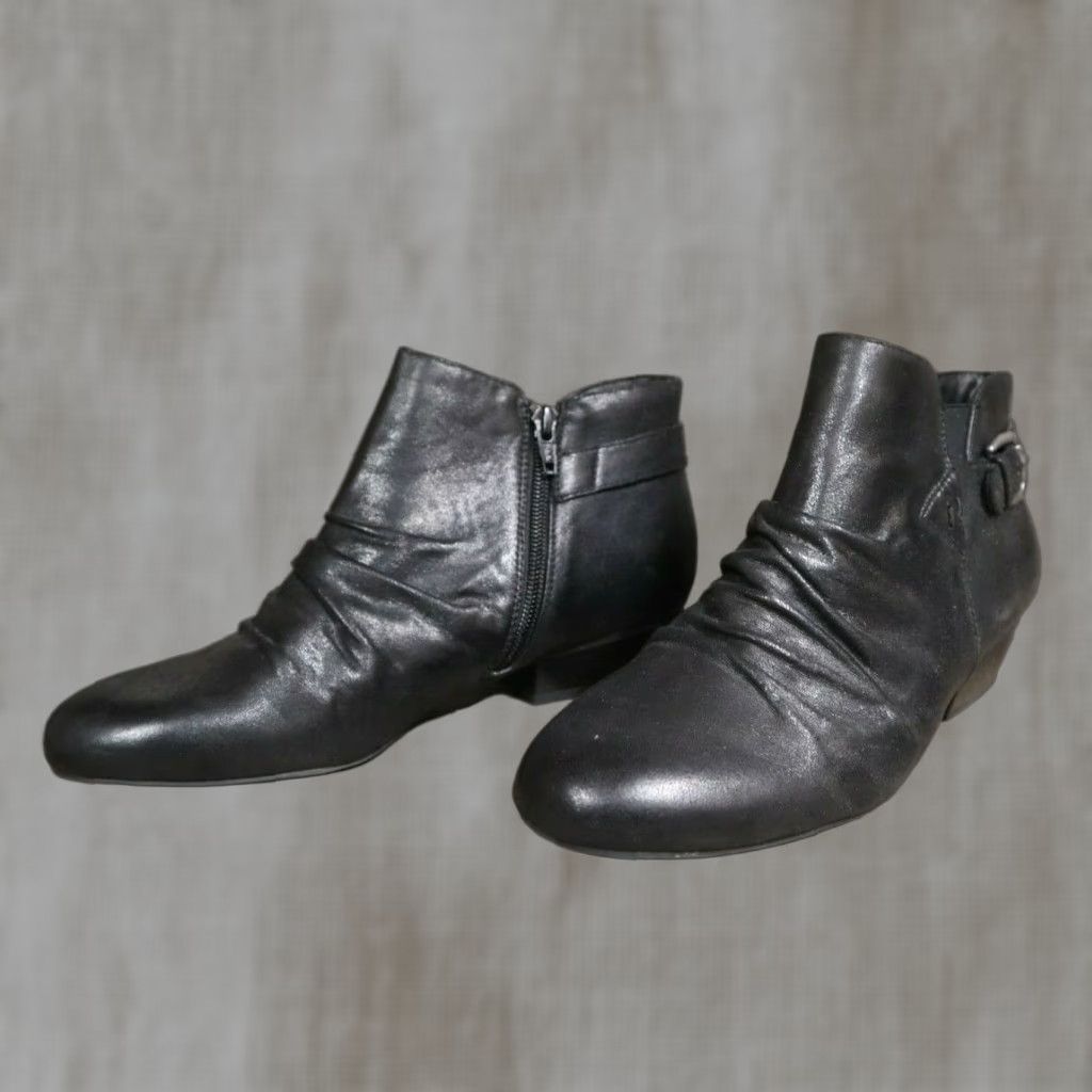 Vintage Kim Rogers Boots Women's Ankle 8.5 M Black Zipper Buckle Pam Size US 9 / IT 39 - 1 Thumbnail