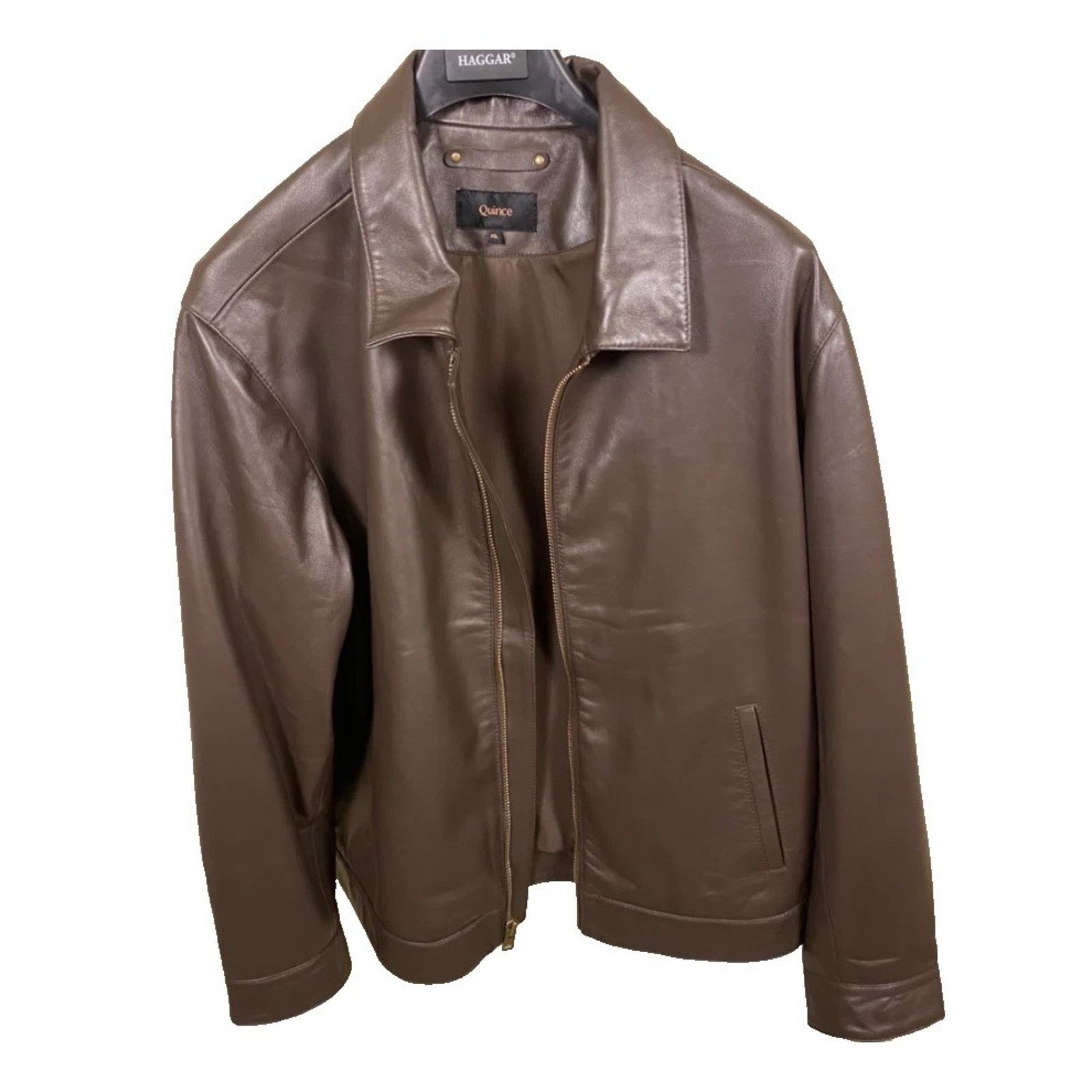 Quince jacket men leather brown size xl Quince never worn Size US XL / EU 56 / 4 - 1 Thumbnail