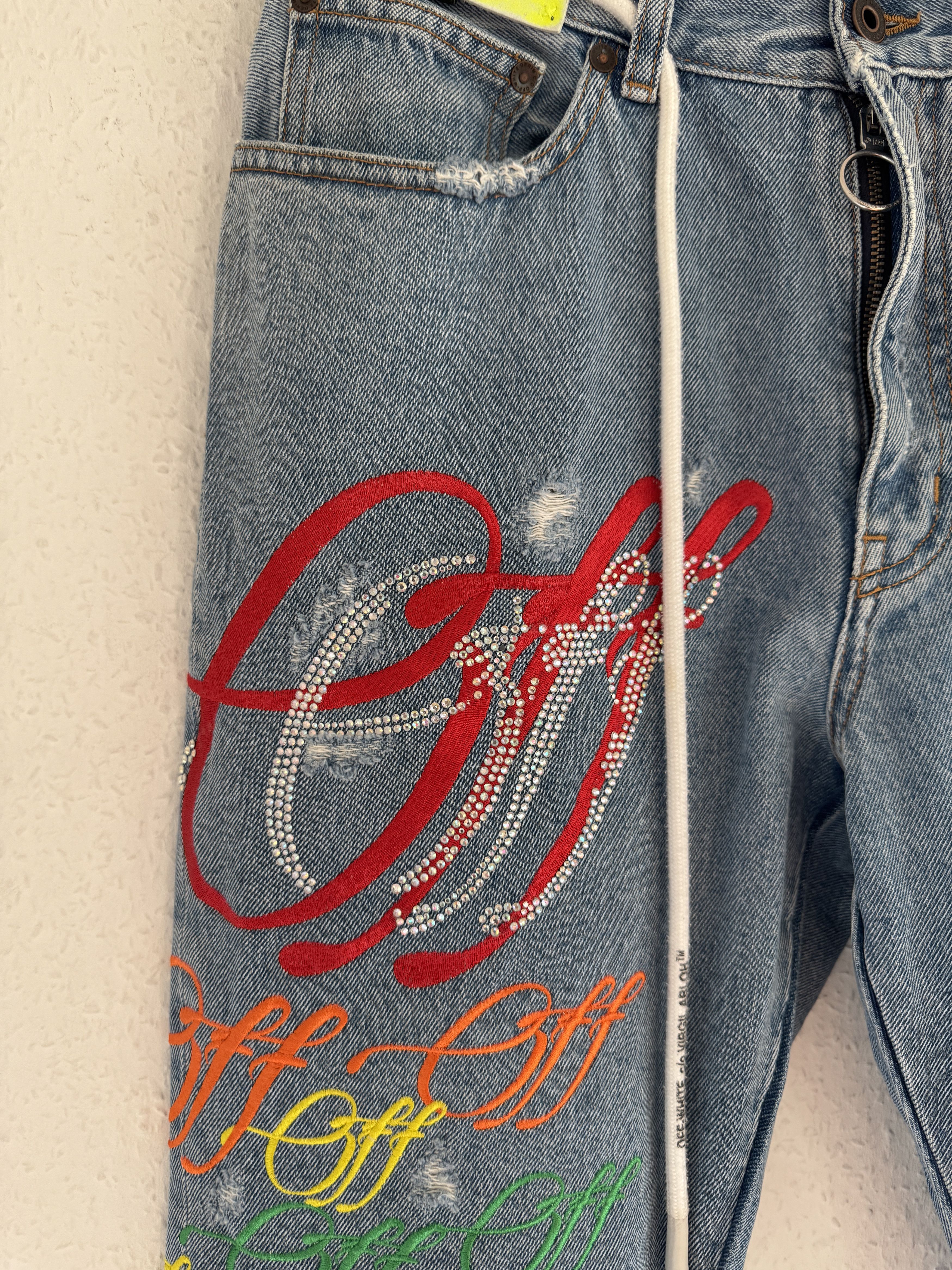 Off-White Rainbow crystal graffiti jeans Size US 32 / EU 48 - 4 Thumbnail