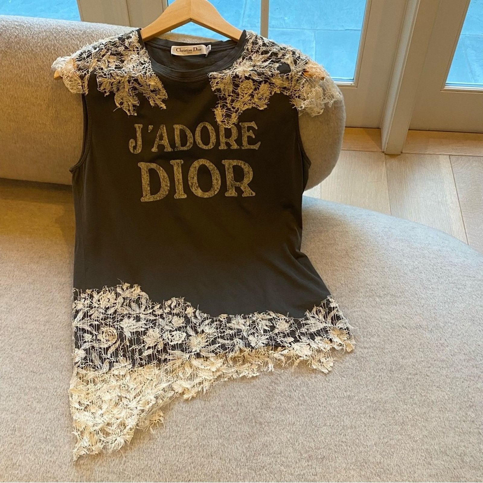 Dior christian Dior J’Adore Tank M Gray Lace logo Cotton Runway Size M / US 6-8 / IT 42-44 - 2 Thumbnail