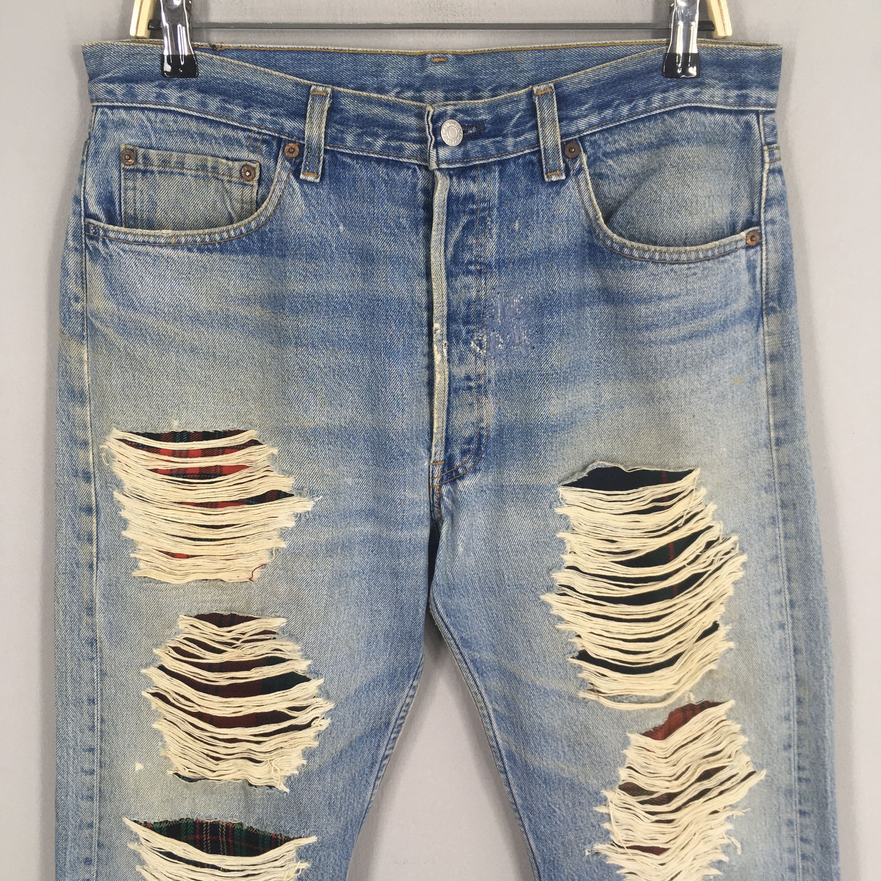 Size 33x28.5 Vintage 80s Levi's 501 Faded Blue Jeans