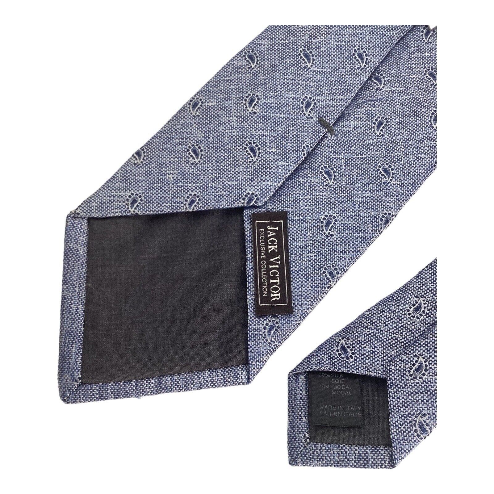 Jack Victor $89.5 JACK VICTOR XL Blue Paisley Luxury Silk Blend Tie Ital Size ONE SIZE - 3 Thumbnail