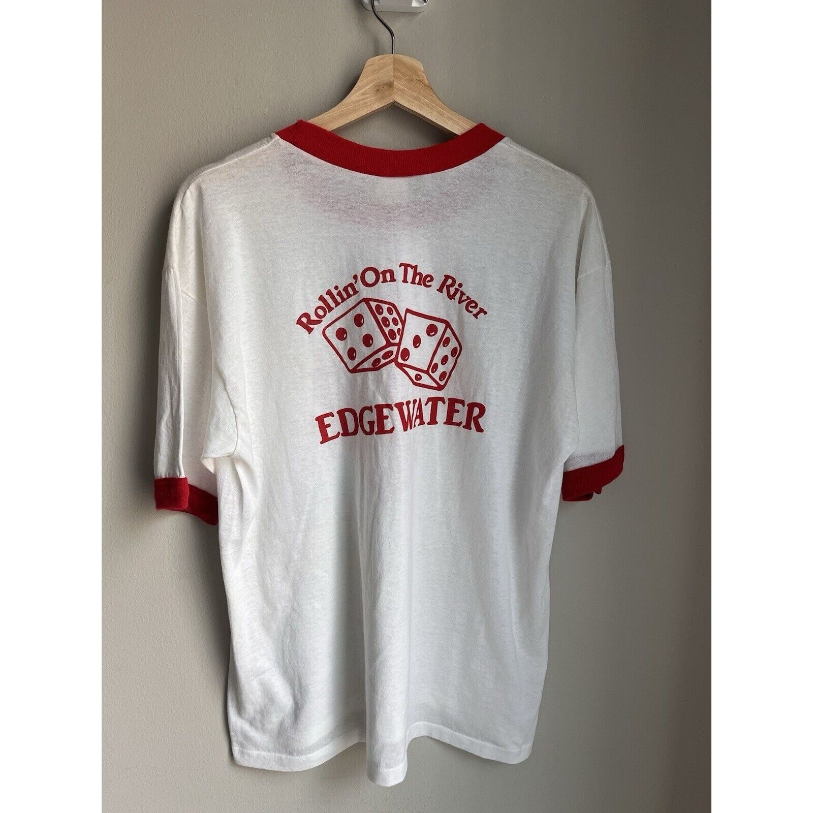Vintage TRUE VINTAGE EDGEWATER CASINO SINGLE STITCH GRAPHIC TEE 80S Size US XL / EU 56 / 4 - 3 Thumbnail
