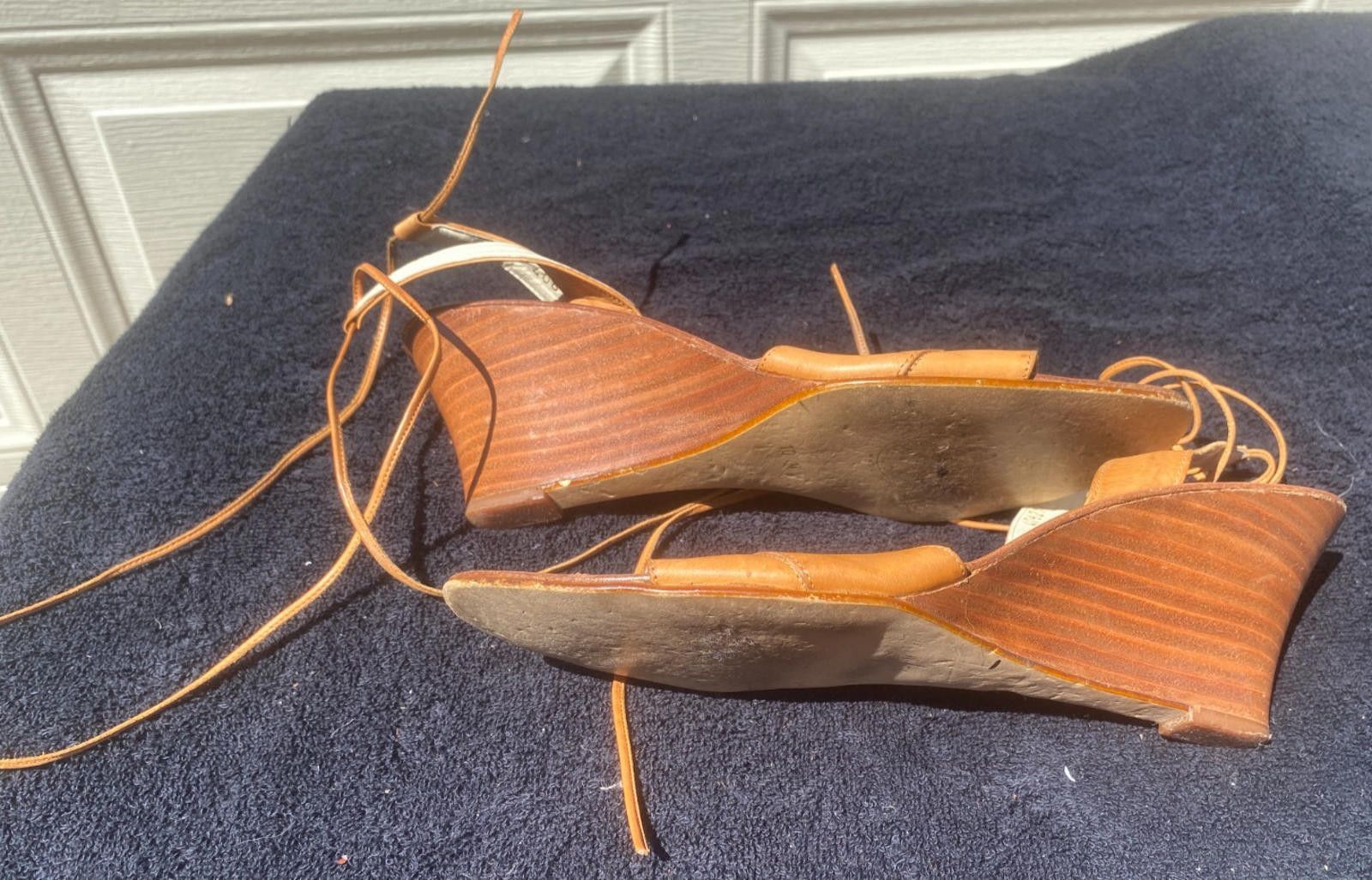 Designer Womens Bandalino Wedge Sandals Lace Up Size 10M ITALY (S614) Size US 10 / IT 40 - 4 Thumbnail