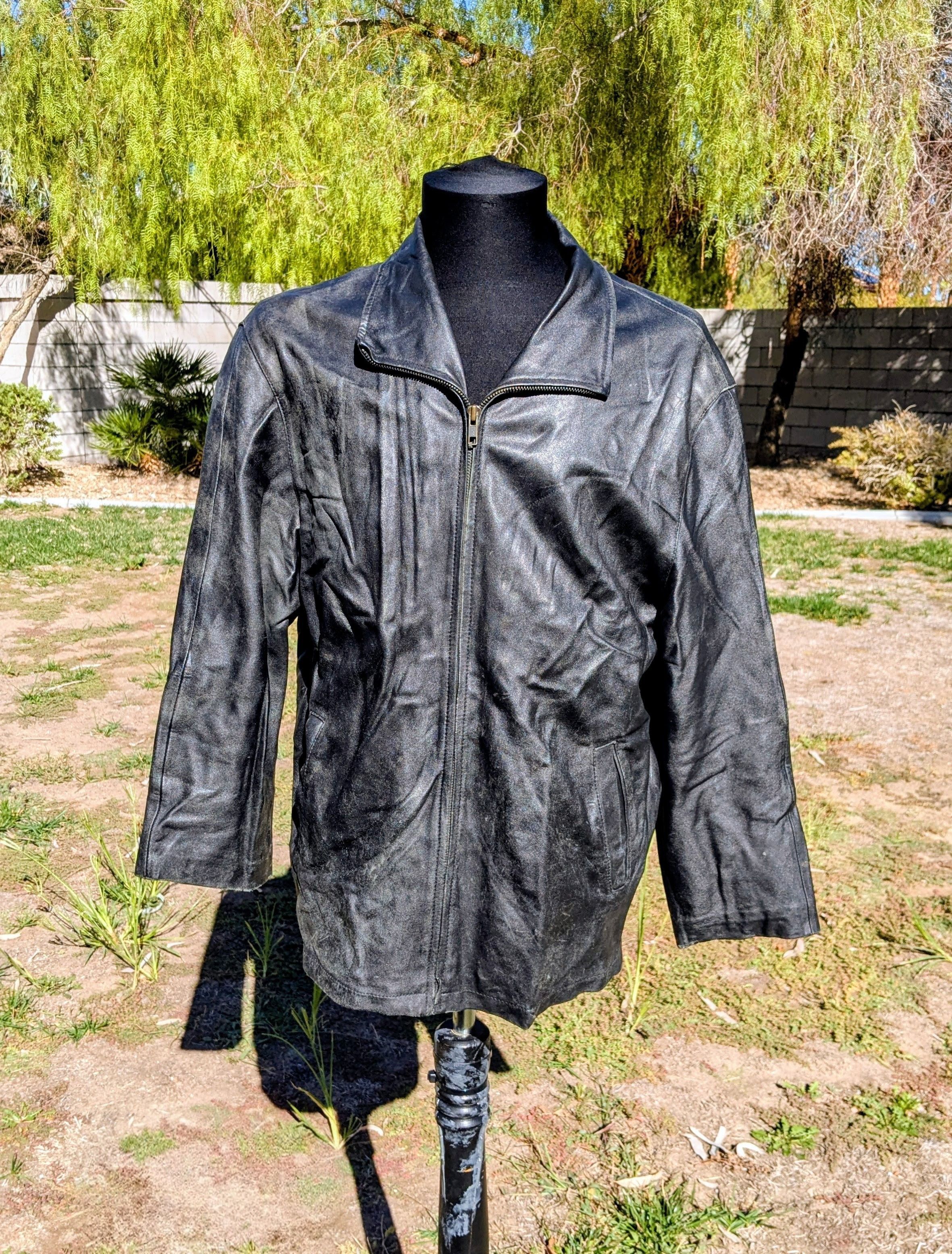 Other Vintage Zhou Zi Zip-Up Leather Racer Bomber Jacket Coat Size US M / EU 48-50 / 2 - 1 Thumbnail
