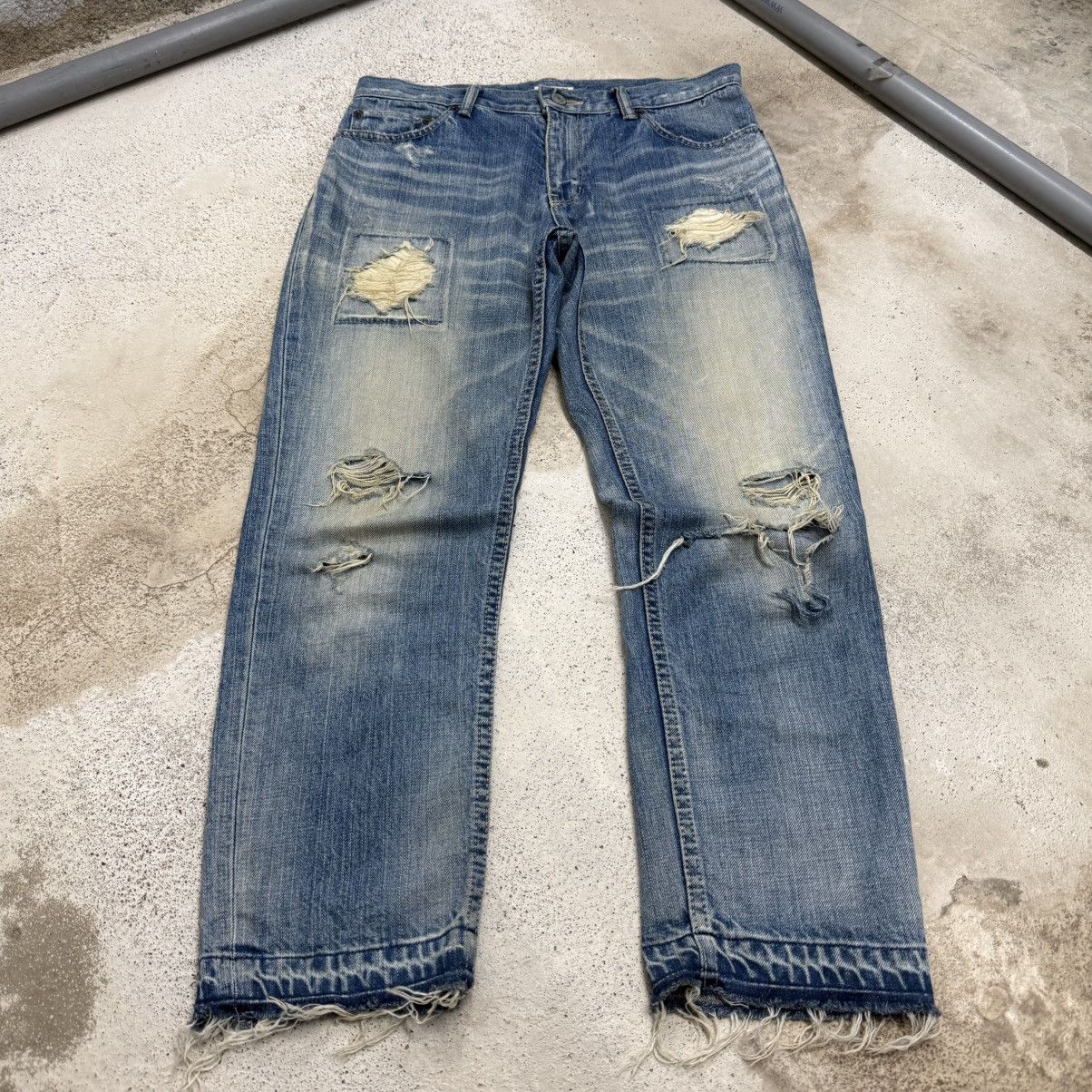 Japanese Brand Freaks Store Distressed Mud Whisker Denim Pants Size 28" / US 6 / IT 42 - 3 Thumbnail