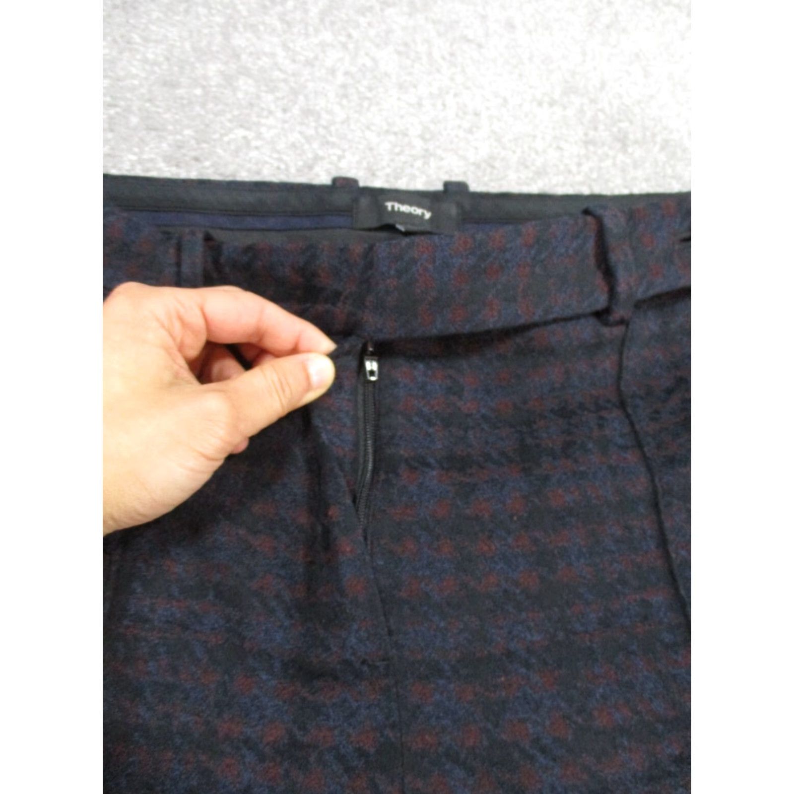 Theory Theory Pants Womens 4 Black Knit Cotton Nylon Spandex Tapered Flat Front Dress Pants Check Theory Size 27" / US 4 / IT 40 - 4 Thumbnail