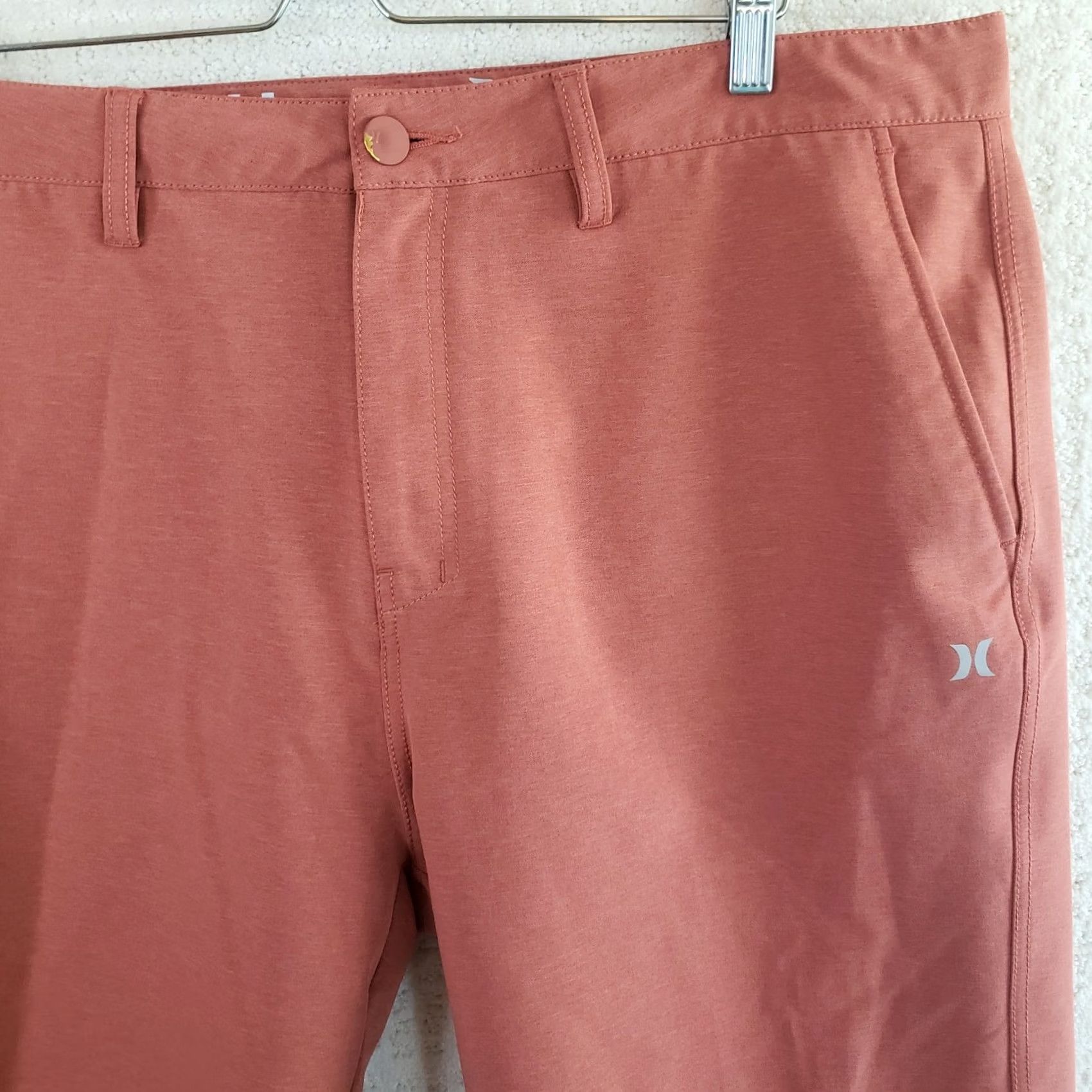 Hurley Hurley Men's Shorts Size 38x10 Coral Pink Belt Loops Pockets Polyester Elastane Casual, Travel Size US 38 / EU 54 - 4 Thumbnail