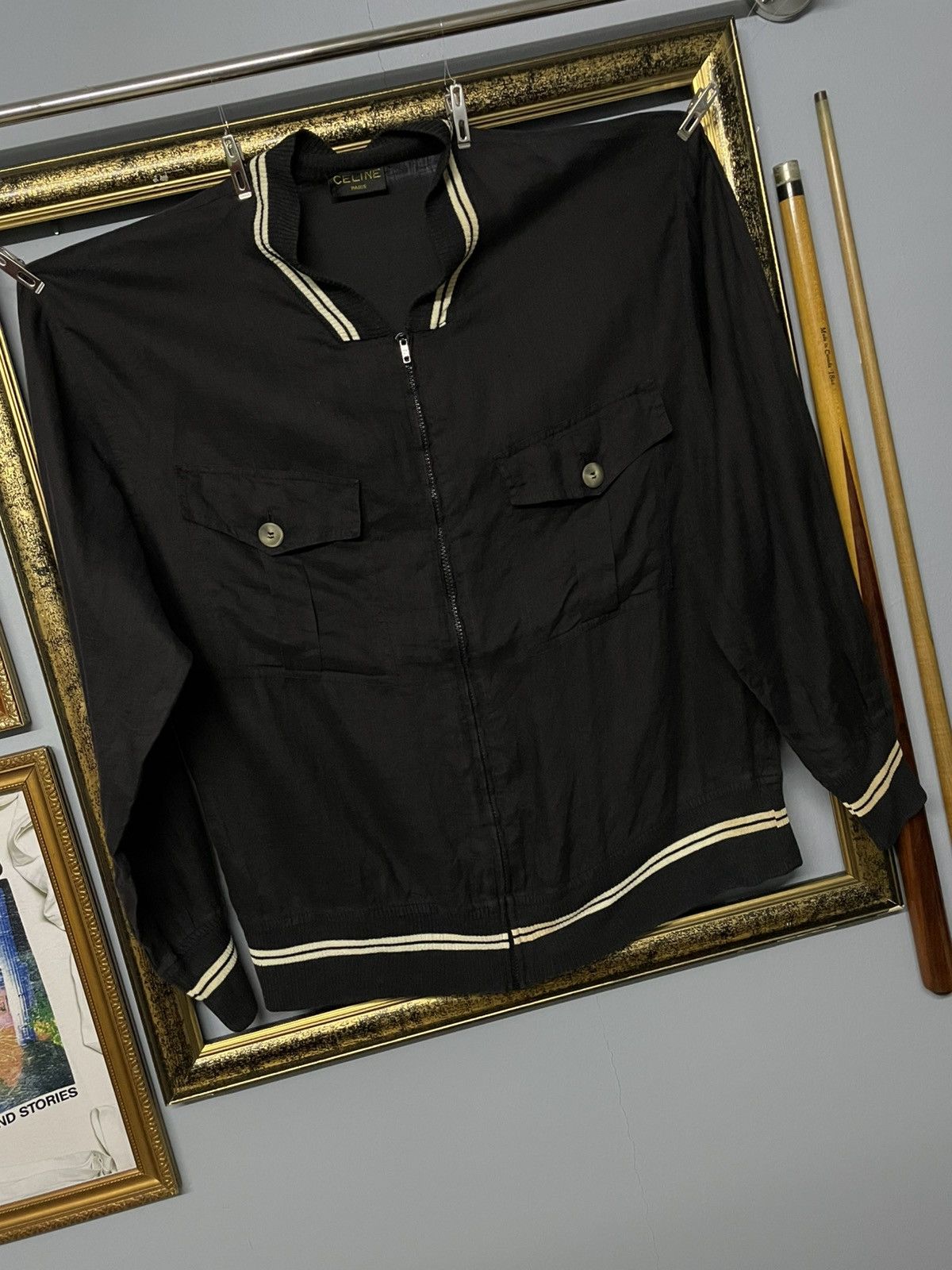 Celine Vintage Designer Celine Paris Zip-Up Minimalist Linen Jacket Size US M / EU 48-50 / 2 - 2 Thumbnail