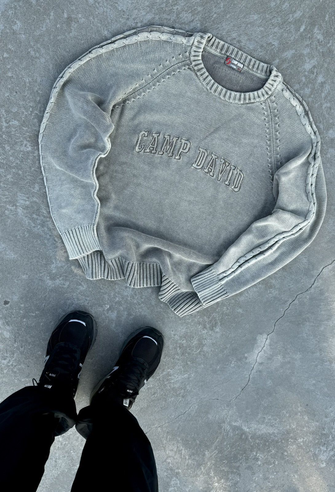 Japanese Brand Archive Camp David Y2K Washed Japanese Khaki Knit Sweater Size US L / EU 52-54 / 3 - 1 Thumbnail
