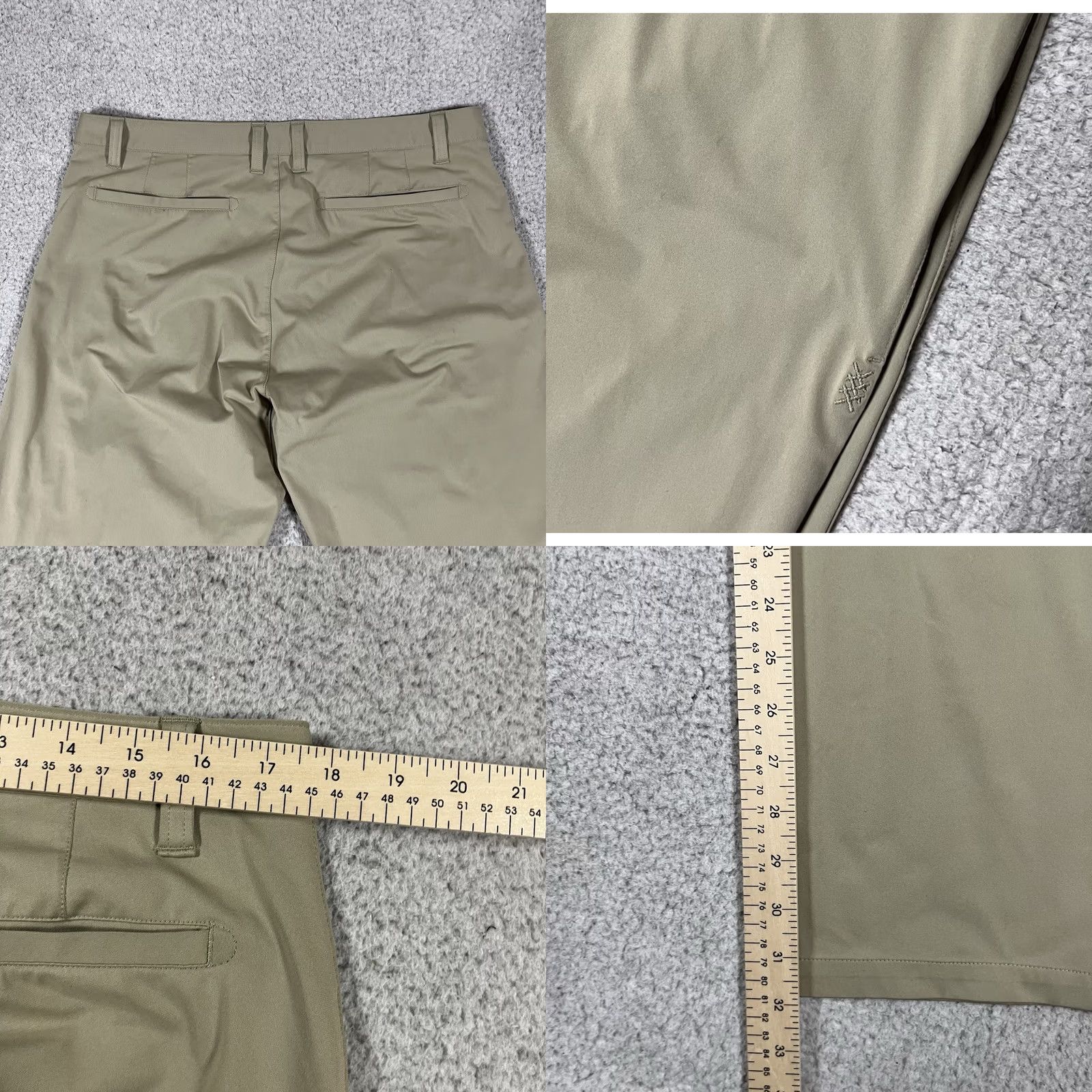 Rhone Rhone Mens 35 Beige Chino Pants Regular Stretch Travel Performance Flat Front Logo Size US 35 - 9 Thumbnail