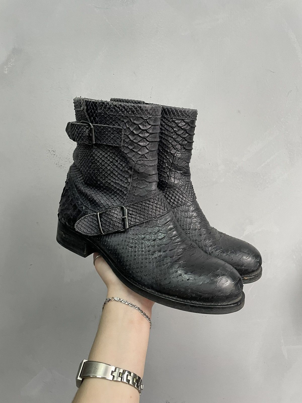 Hedi Slimane Hedi Slimane style python leather boots ankle zipper 