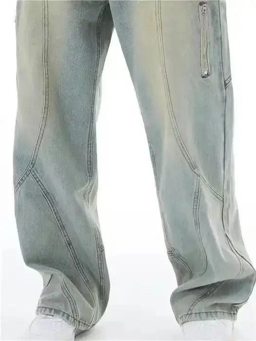 Japanese Brand Topstitched Seam Baggy Jeans Men Size US 31 - 3 Thumbnail