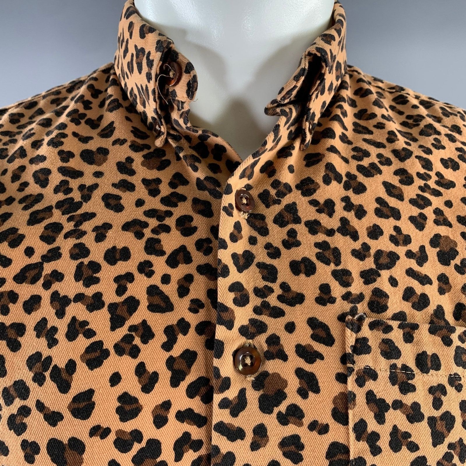 Naked & Famous M Brown Black Animal Print Button-Down Shirt Size US M / EU 48-50 / 2 - 2 Thumbnail