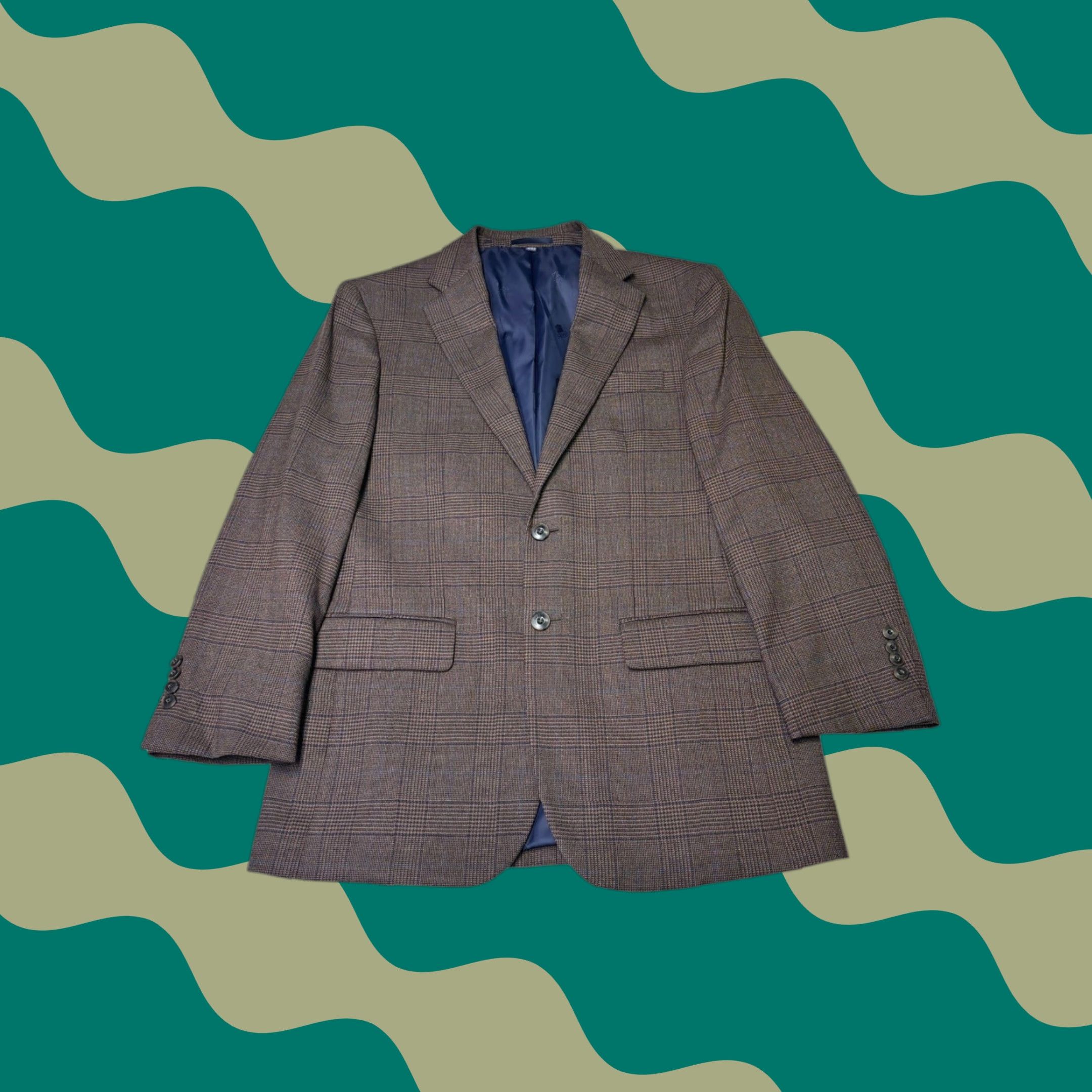 Vintage VINTAGE JOS A Bank 1905 Mens Brown Windownpane Plaid Wool Blend Tailored Fit Sport Coat 38 Regular Mens Clothing Size 38R - 1 Thumbnail