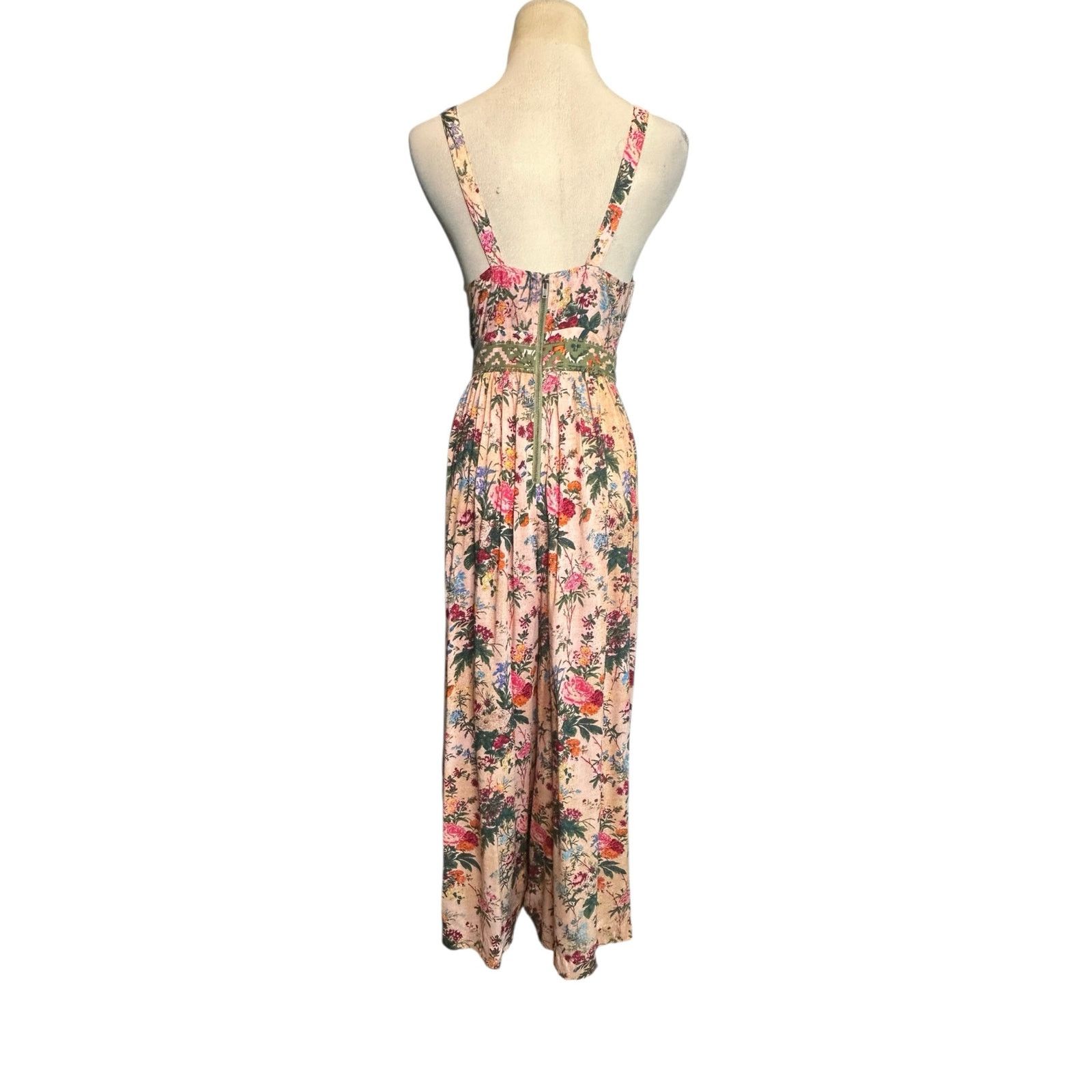 Anthropologie Tracy Reese beige pink floral cropped jumpsuit size 4 Size 27" / US 4 / IT 40 - 18 Thumbnail