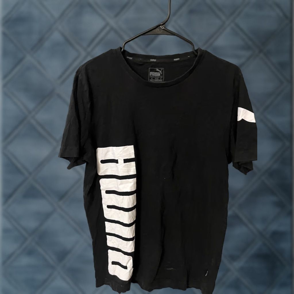 Puma Puma Men T-Shirt M Black Logo Graphic Regular Crew Neck Solid Logo Puma Shirt Mens M Black Size US M / EU 48-50 / 2 - 1 Thumbnail