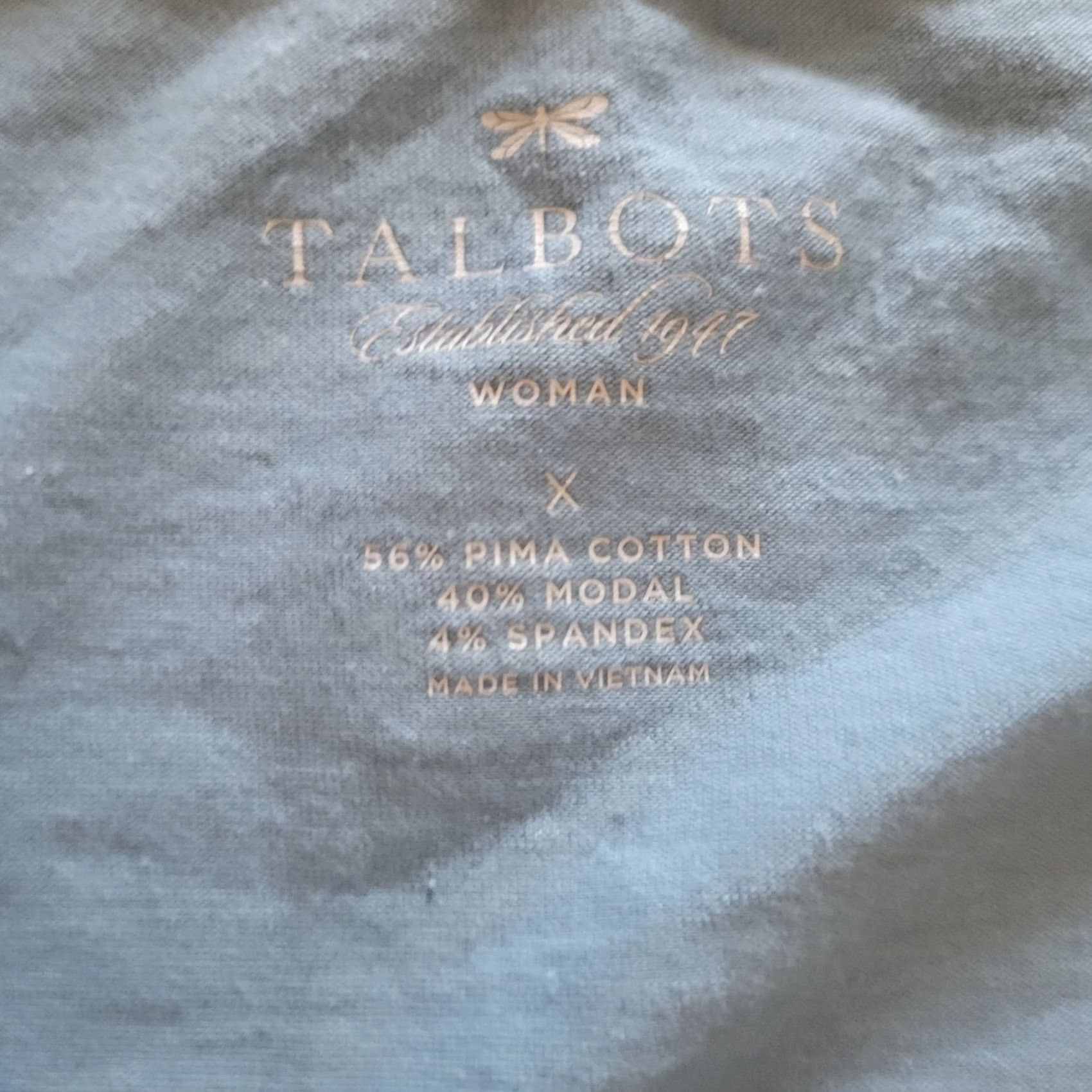 Talbots Talbots Shirt Womens 1X Blue Pima Cotton Scoop Neck Basic Layer Everyday Short Sleeve Cotton Jersey Plus Size T-Shirt Size XL / US 12-14 / IT 48-50 - 4 Thumbnail