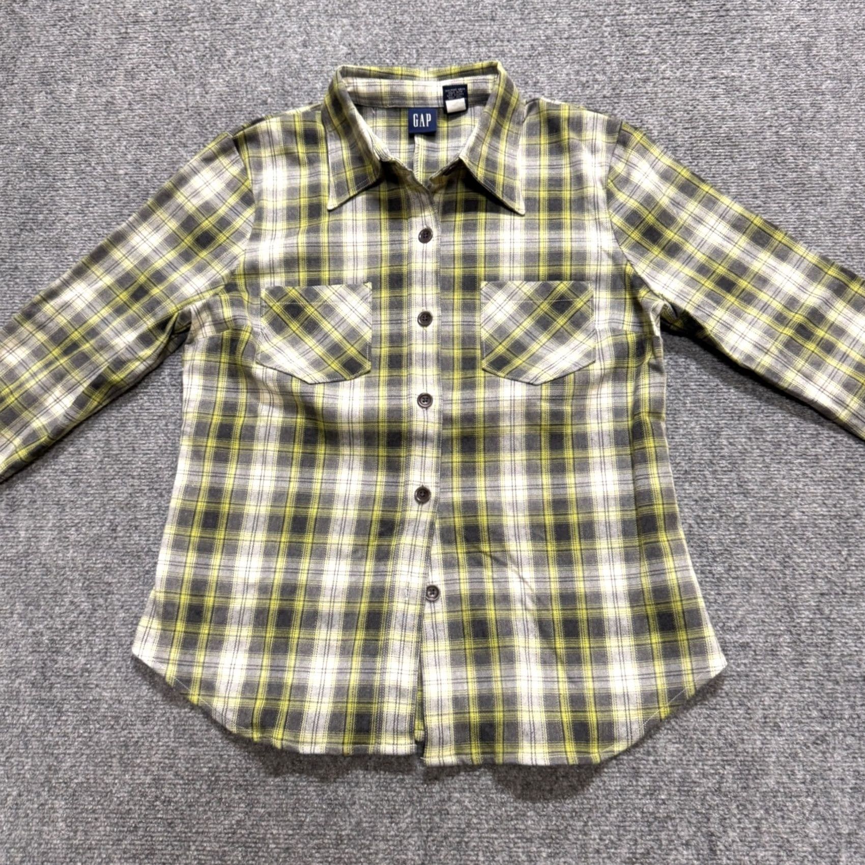 Gap VINTAGE Gap Plaid Flannel Shirt Womens M Long-sleeve Green Striped 90s Y2K Mens Womens Size M / US 6-8 / IT 42-44 - 3 Thumbnail