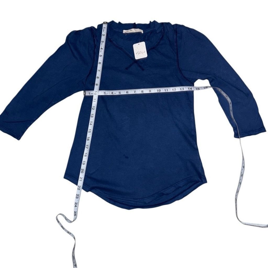 Free People We The Free Puff Shoulder Top Midnight Hour Blue Size XS NWT Size XS / US 0-2 / IT 36-38 - 14 Thumbnail